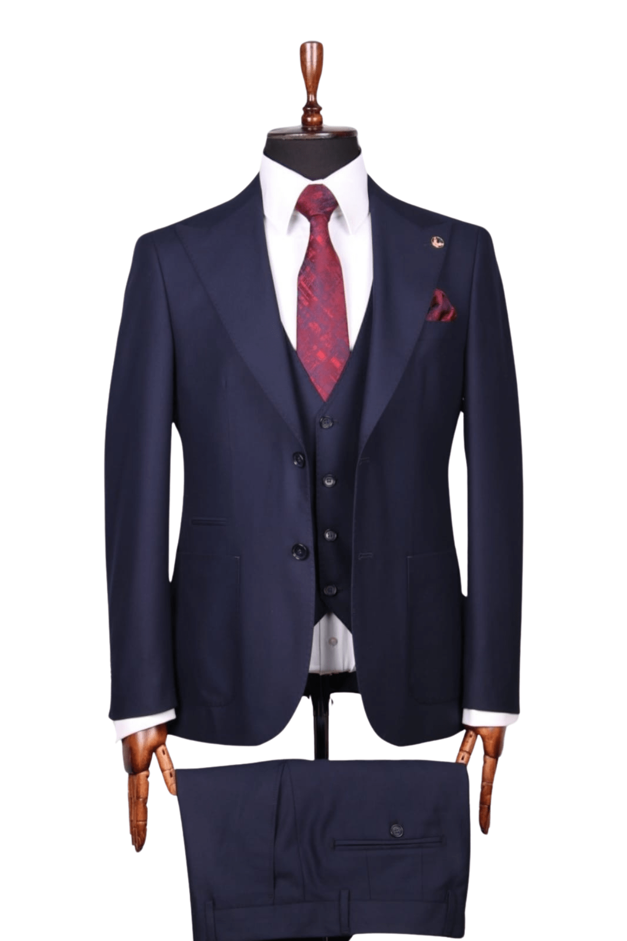 Costume 3 Pieces Bleu Nuit Poches Plaquées