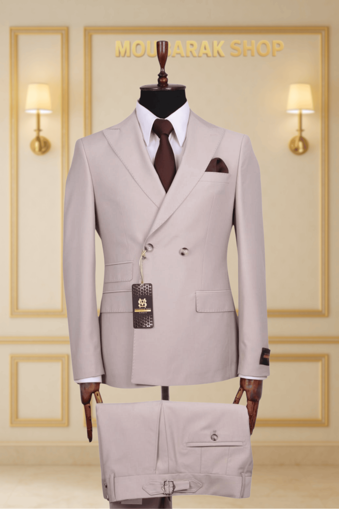 COSTUME CROISÉ 2X1 BEIGE – LE DIPLOMATE | MOUBARAK SUITS COSTUMES CROISÉS MOUBARAK SHOP