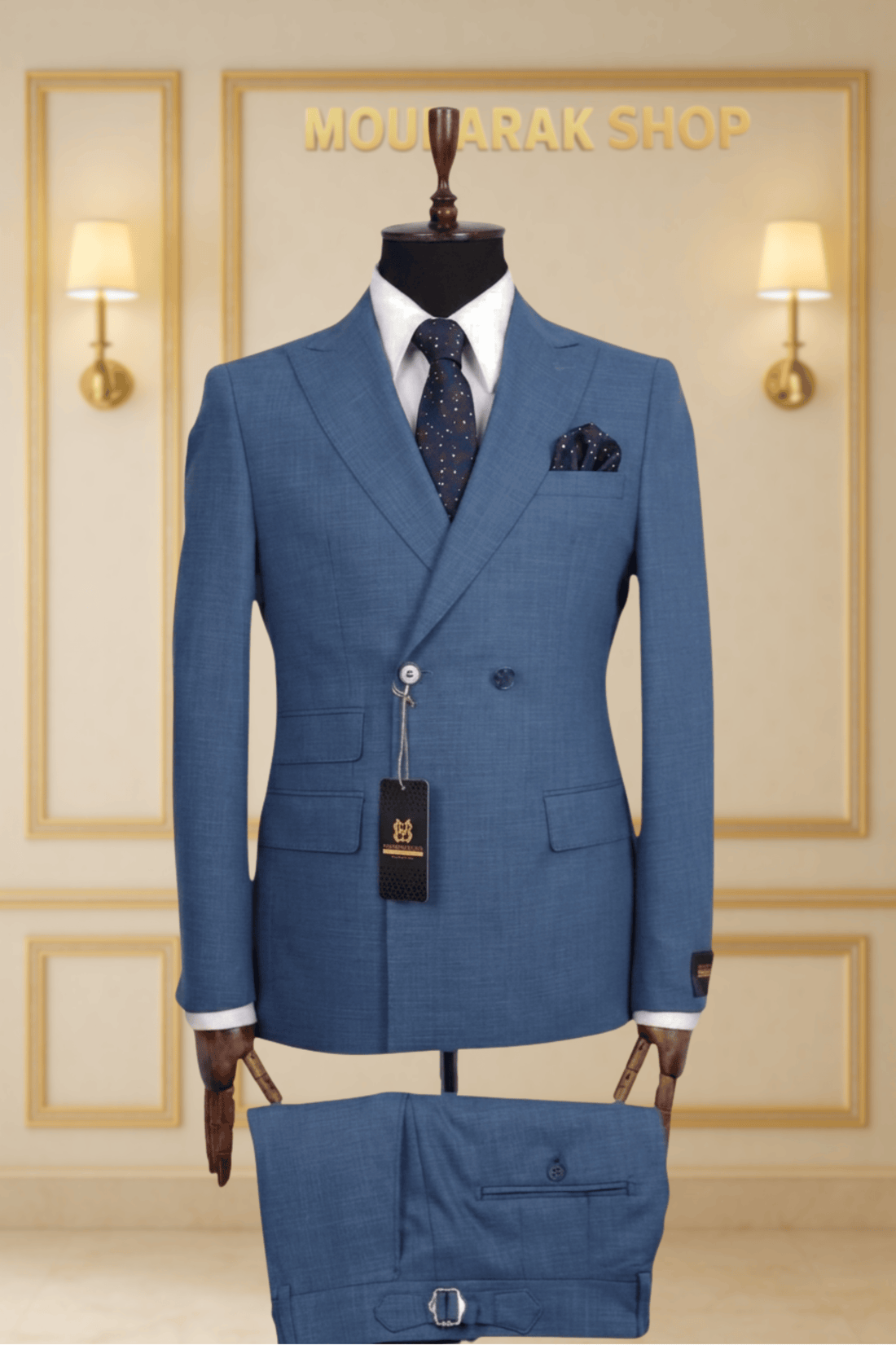 COSTUME CROISÉ 2X1 BLEU AZUR – LE DIPLOMATE | MOUBARAK SUITS COSTUMES CROISÉS MOUBARAK SHOP