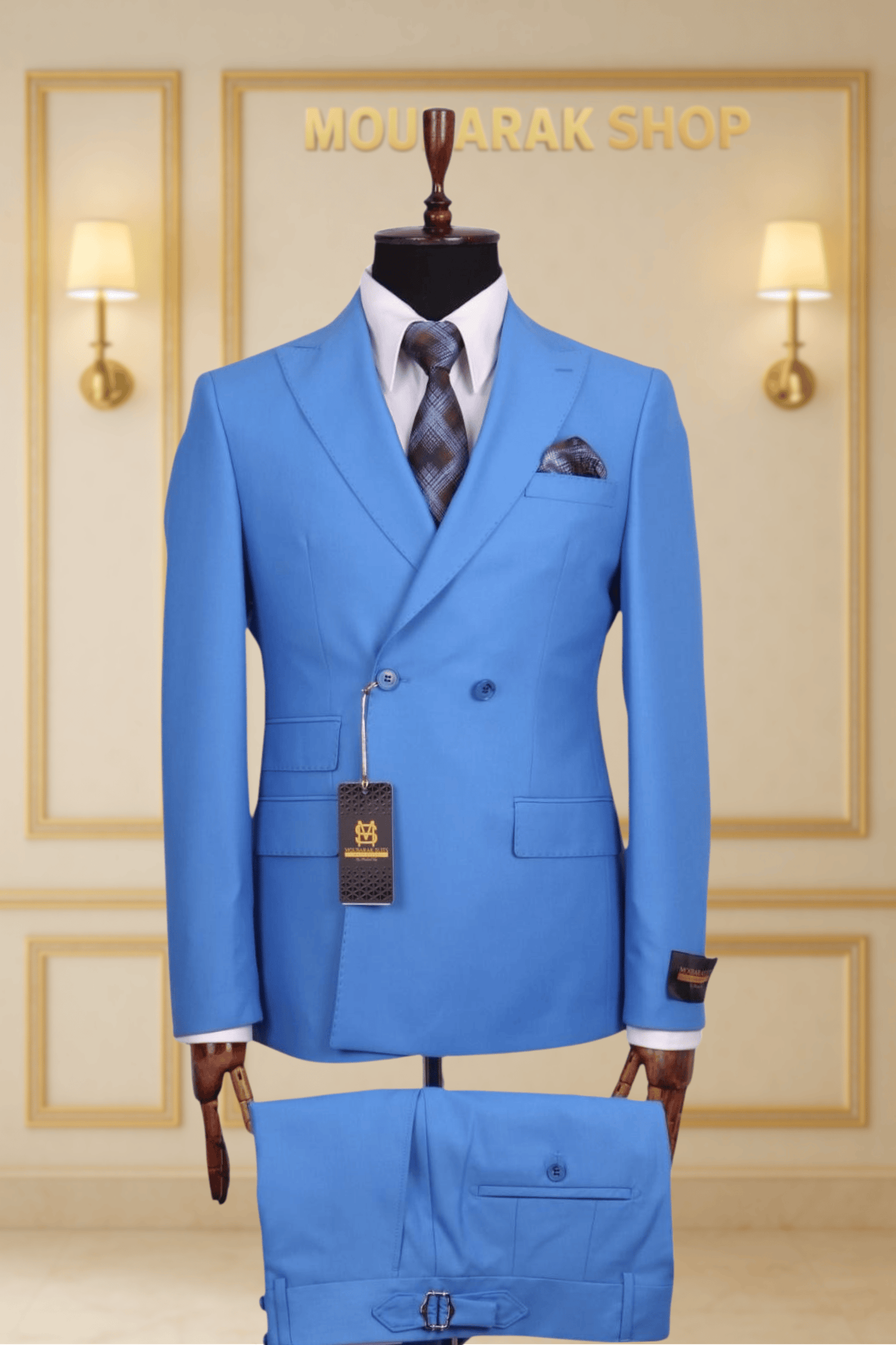 COSTUME CROISÉ 2X1 BLEU CIEL – LE DIPLOMATE | MOUBARAK SUITS COSTUMES CROISÉS MOUBARAK SHOP