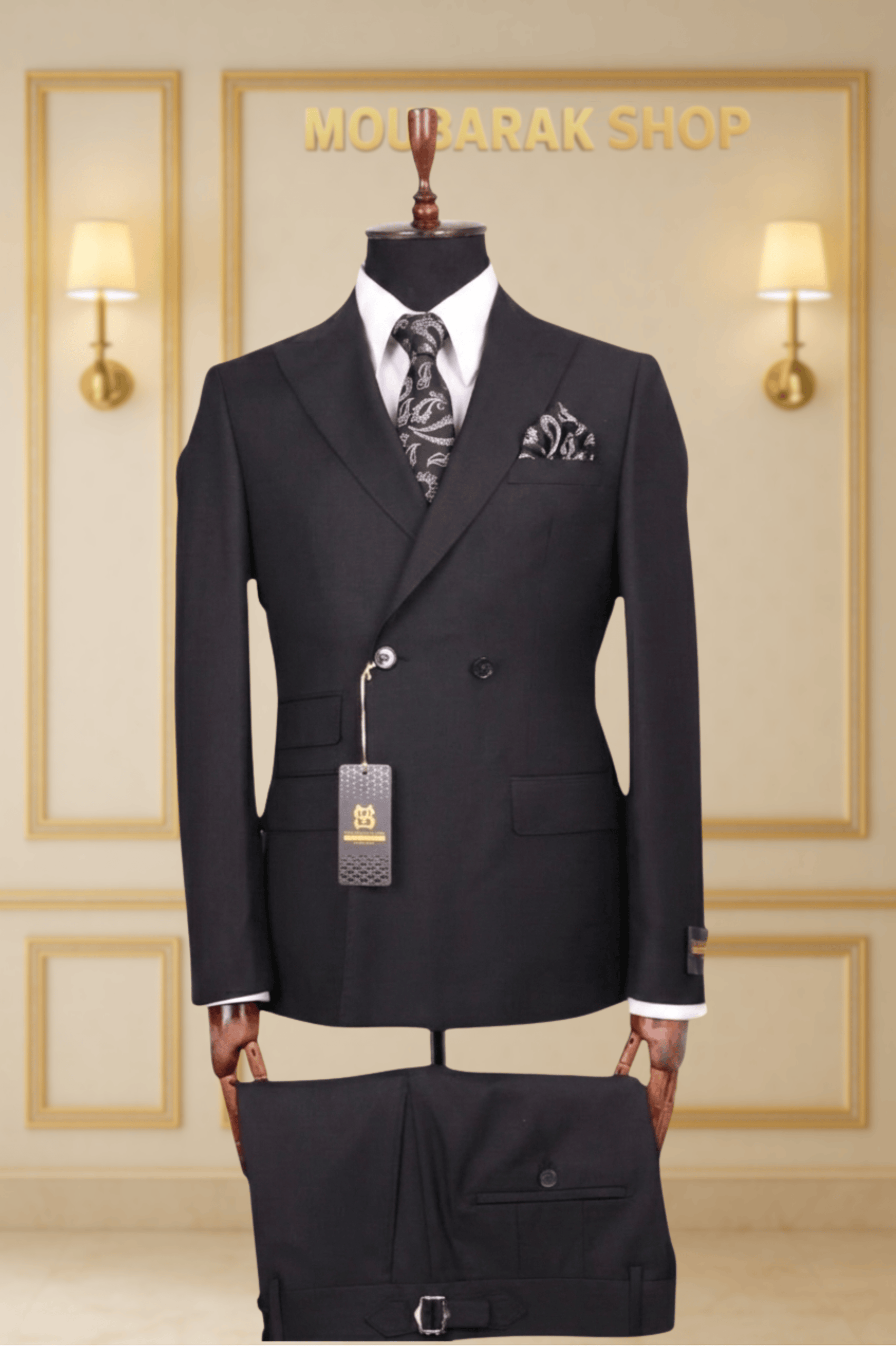 Midnight Blue Double Breasted Suit 6 Gold Buttons 3 MOUBARAK SHOP Midnight Blue Double Breasted Suit 6 Gold Buttons 3 MOUBARAK SHOP