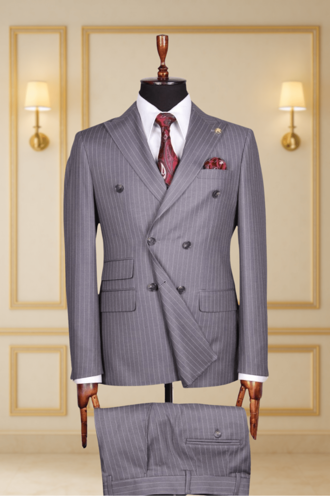 Costume Croisé Gris à Rayures – Moubarak Shop COSTUMES CROISÉS MOUBARAK SHOP