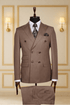 COSTUME CROISÉ MARRON MOTIF RAYÉ 3 COSTUMES CROISÉS MOUBARAK SHOP