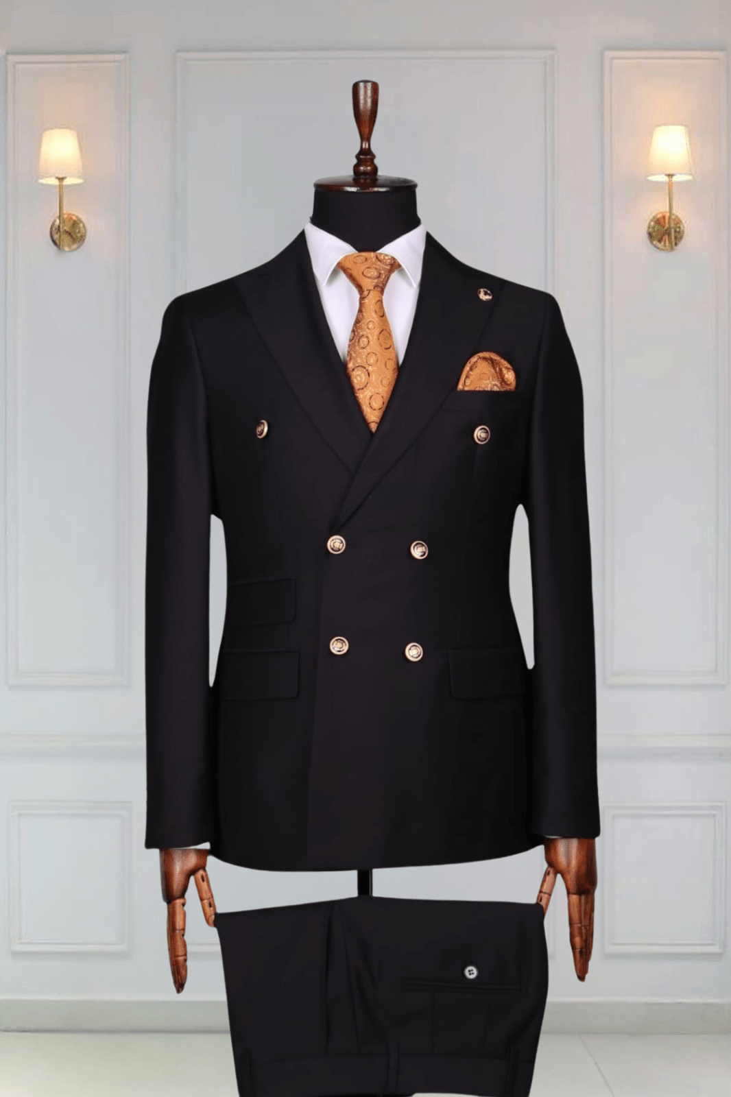 Costume Croisé Noir 6 Boutons Dorés 3 COSTUMES CROISÉS MOUBARAK SHOP