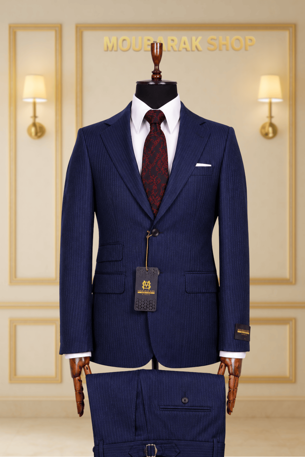 Costume Deux Pièces Bleu Marine à Rayure - MOUBARAK SUITS