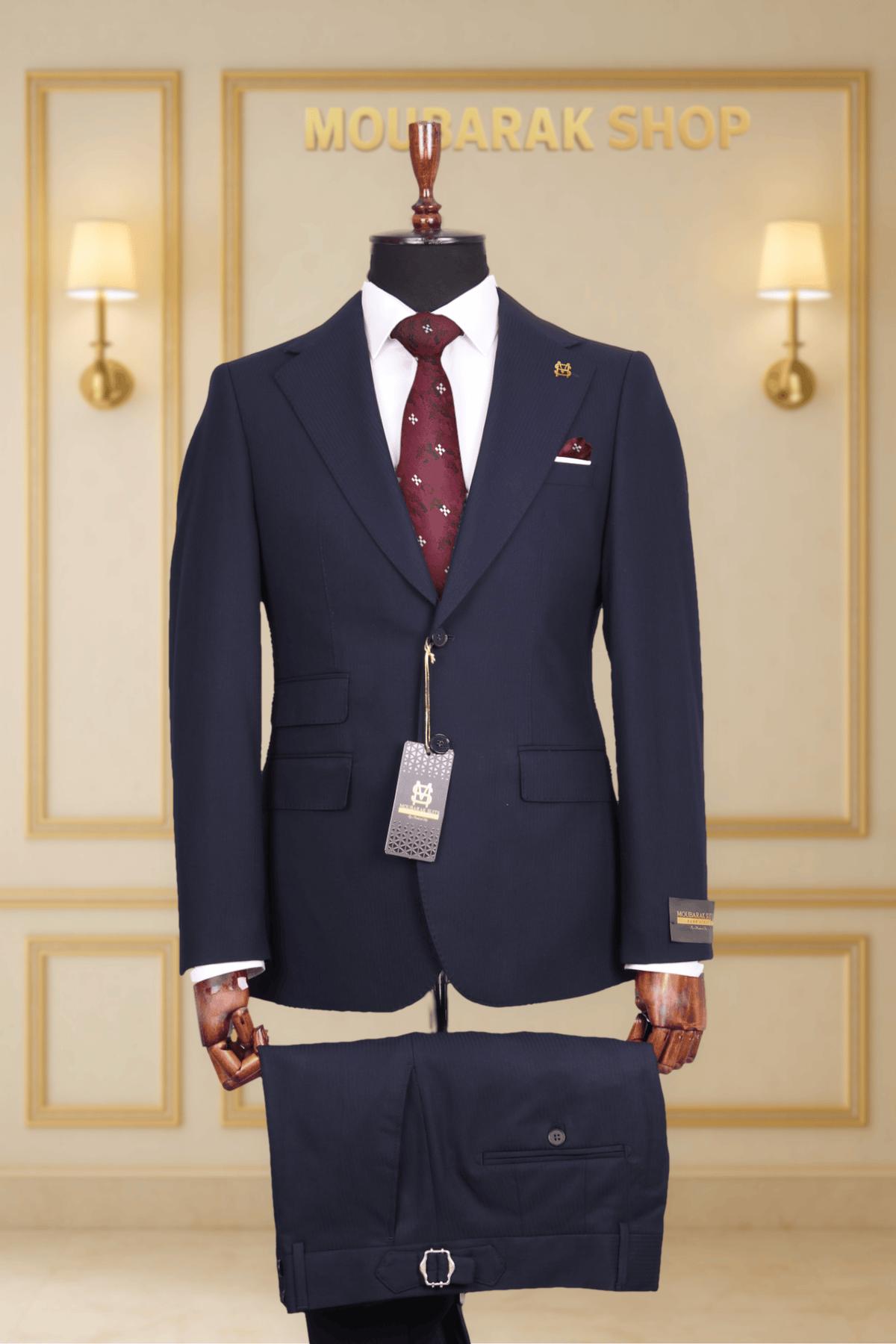 Costume Deux Pièces Bleu Nuit à Rayure - MOUBARAK SUITS COSTUMES 2 PIECES MOUBARAK SHOP