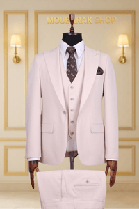 Costume Homme 3 Pièces Beige Uni V.I.P COSTUMES 3 PIÈCES MOUBARAK SHOP