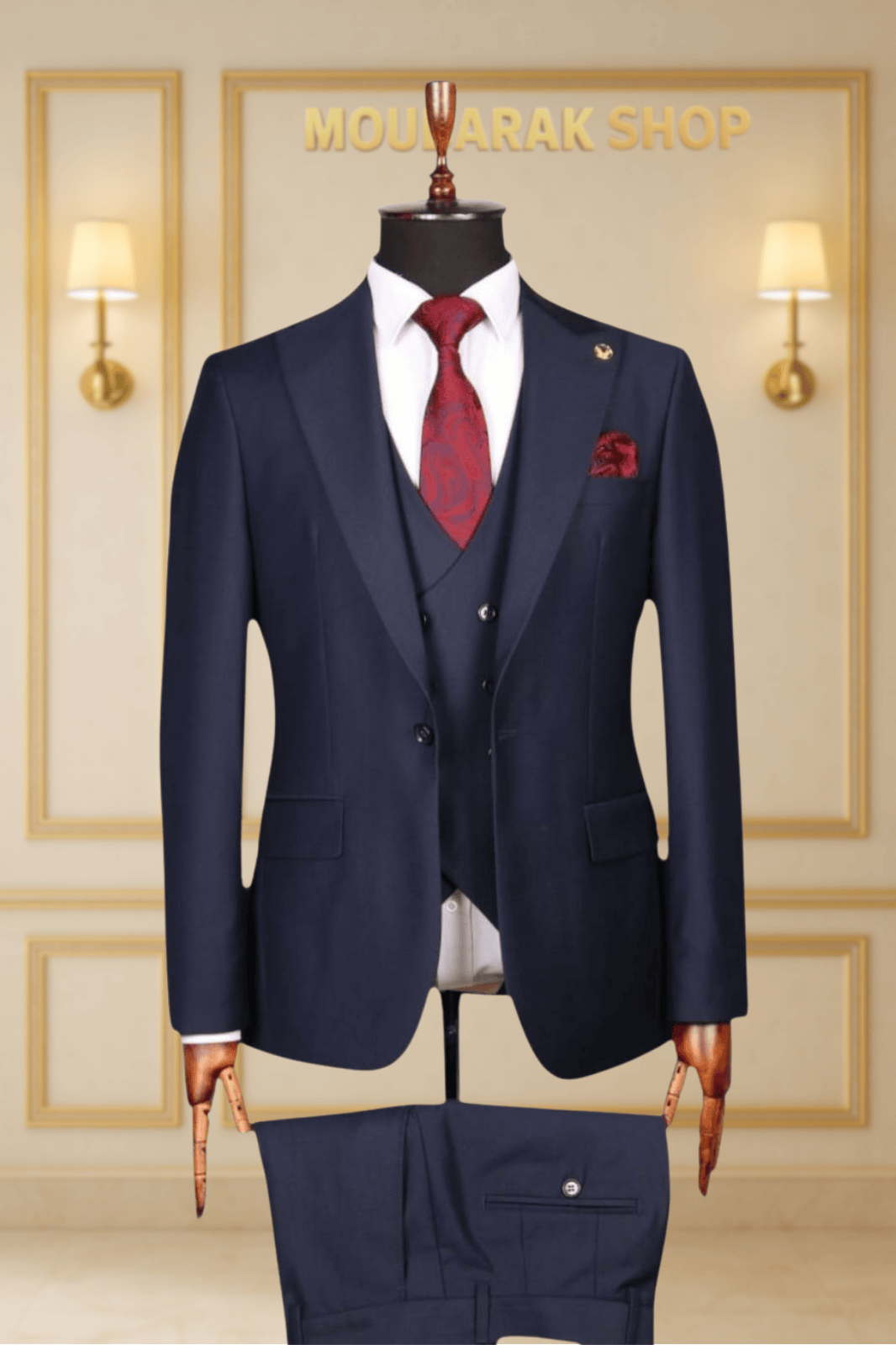Costume Homme 3 Pièces Bleu Nuit Uni V.I.P