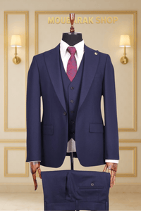 Costume Homme 3 Pièces Bleu Royal Uni V.I.P COSTUMES 3 PIÈCES MOUBARAK SHOP