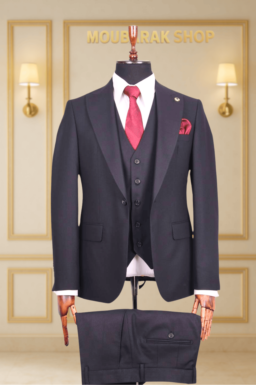 Costume Homme 3 Pièces Gris Anthracite Uni V.I.P COSTUMES 3 PIÈCES MOUBARAK SHOP