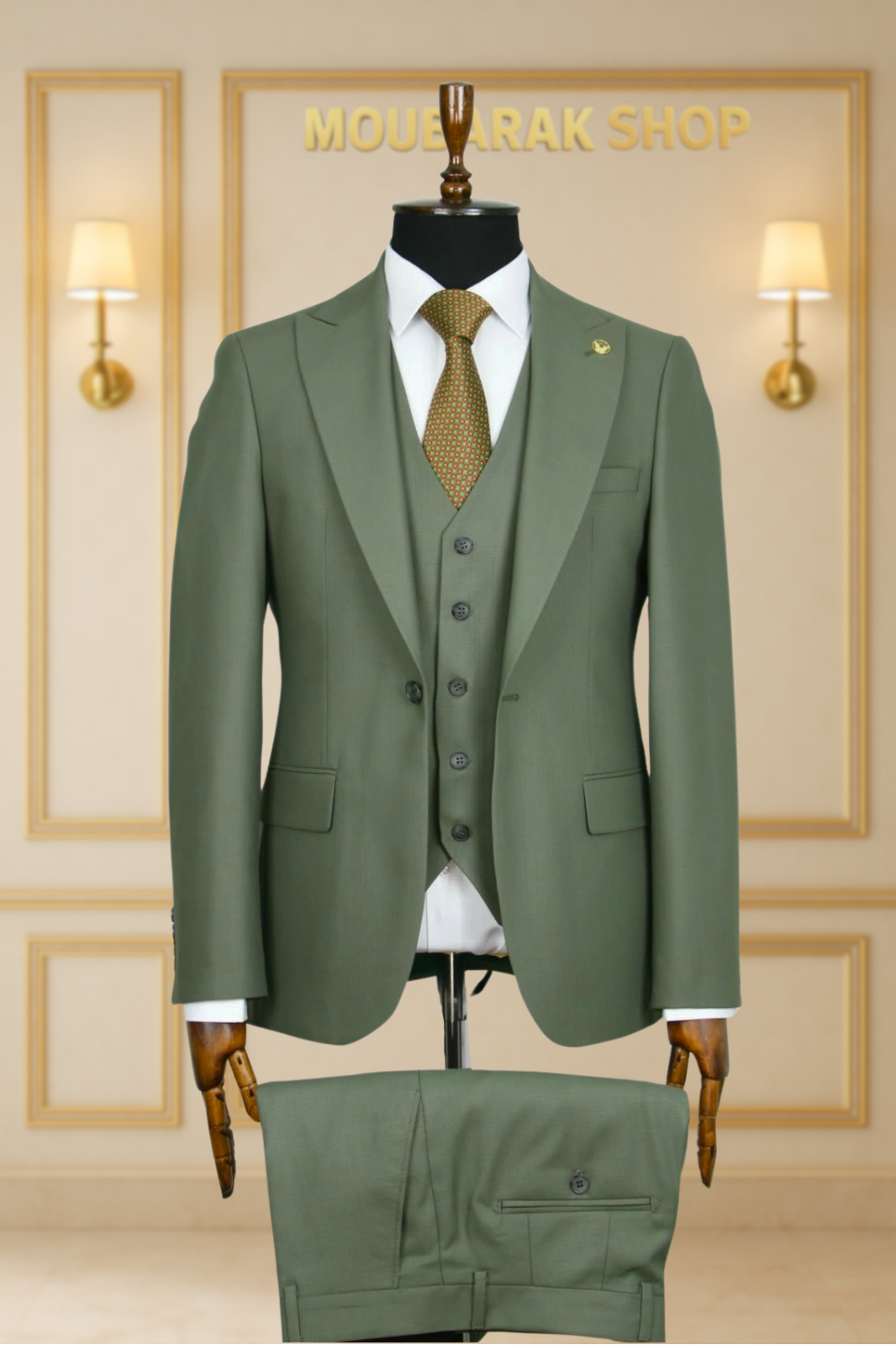 Costume Homme 3 Pièces Vert Forêt Uni V.I.P COSTUMES 3 PIÈCES MOUBARAK SHOP