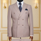 Costume Homme Croisé 6 Boutons Beige à Fines Rayures Bleues V.I.P COSTUMES CROISÉS MOUBARAK SHOP