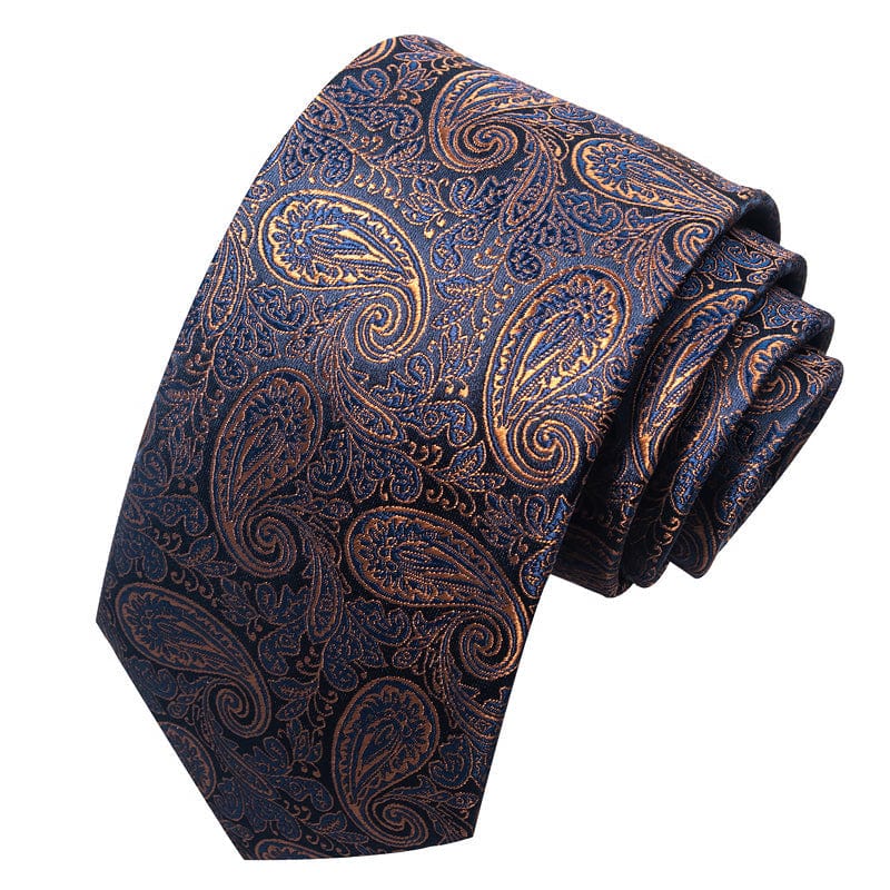 Cravate Paisley Bleu et Cuivre CV00029