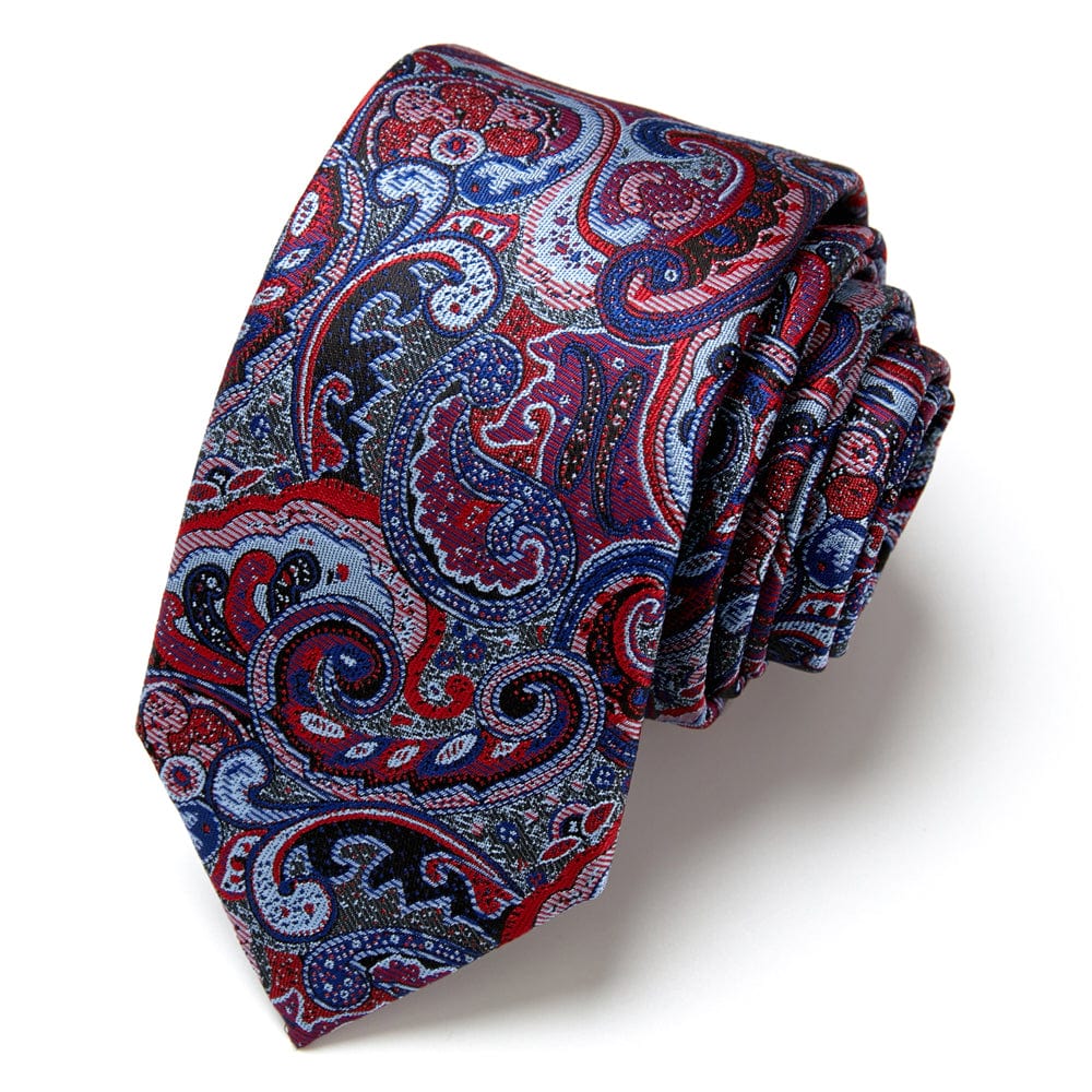 Cravate Paisley Rouge et Bleu CV00012 CRAVATE UNIQUE MOUBARAK SHOP