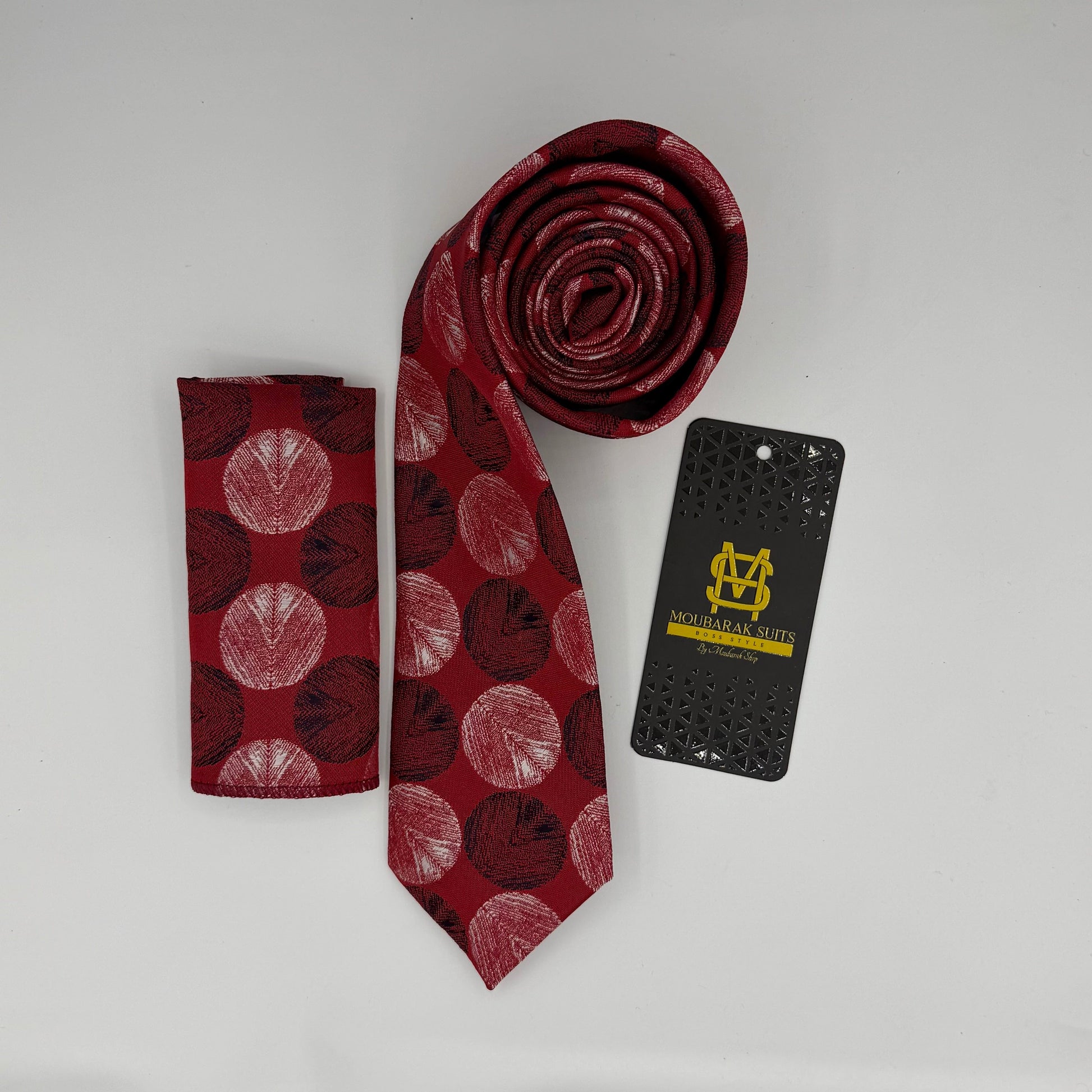 Cravate Pochette CVP130 - Rouge Motif CRAVATE POCHETTE MOUBARAK SHOP