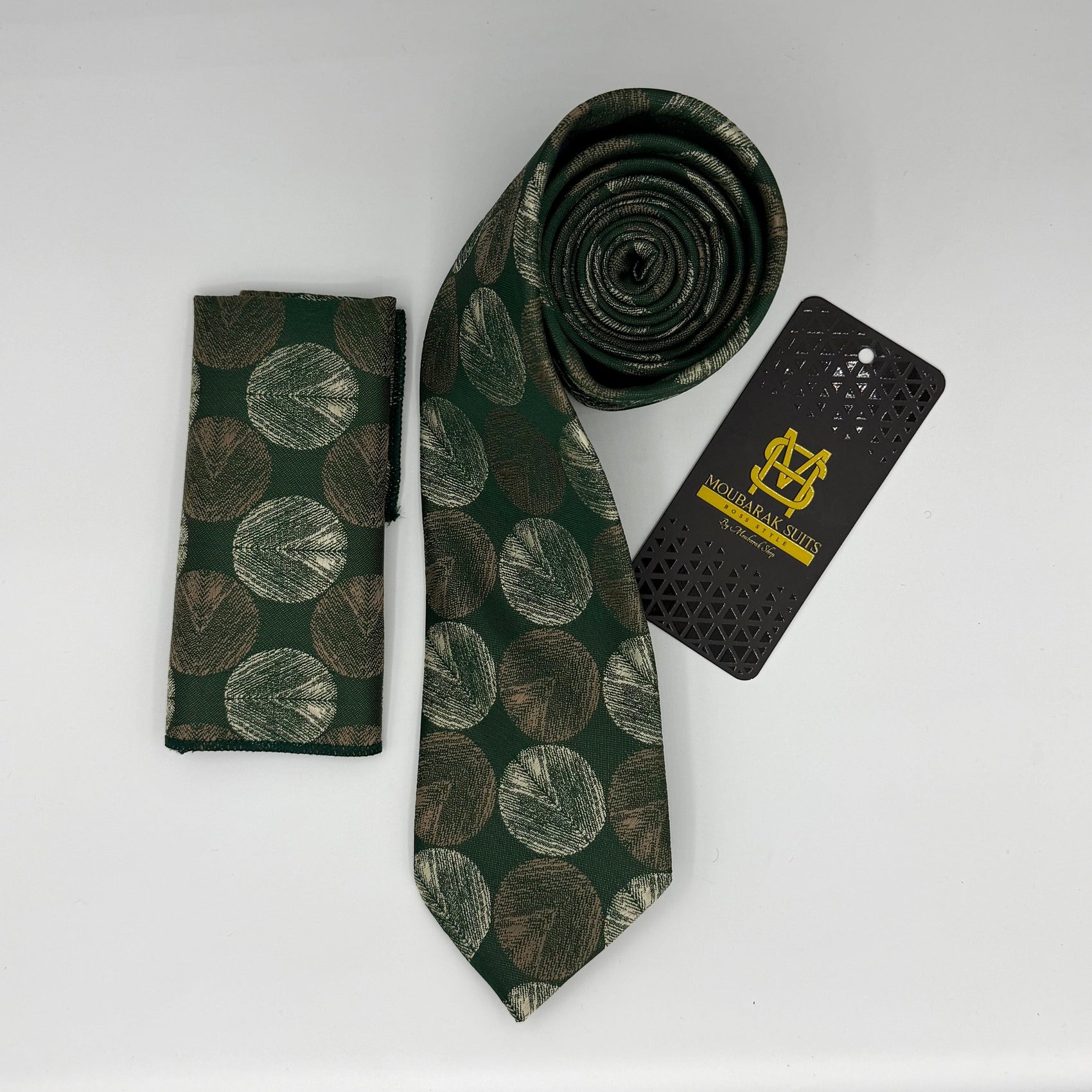 Cravate Pochette CVP137 - Vert Motif CRAVATE POCHETTE MOUBARAK SHOP