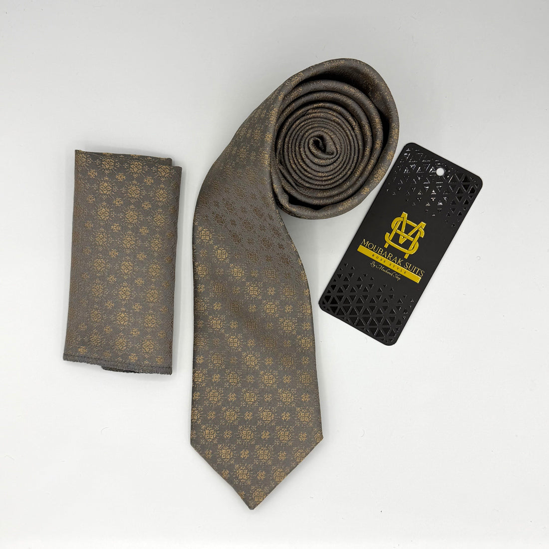 Cravate Pochette CVP147 - Taupe Motif CRAVATE POCHETTE MOUBARAK SHOP