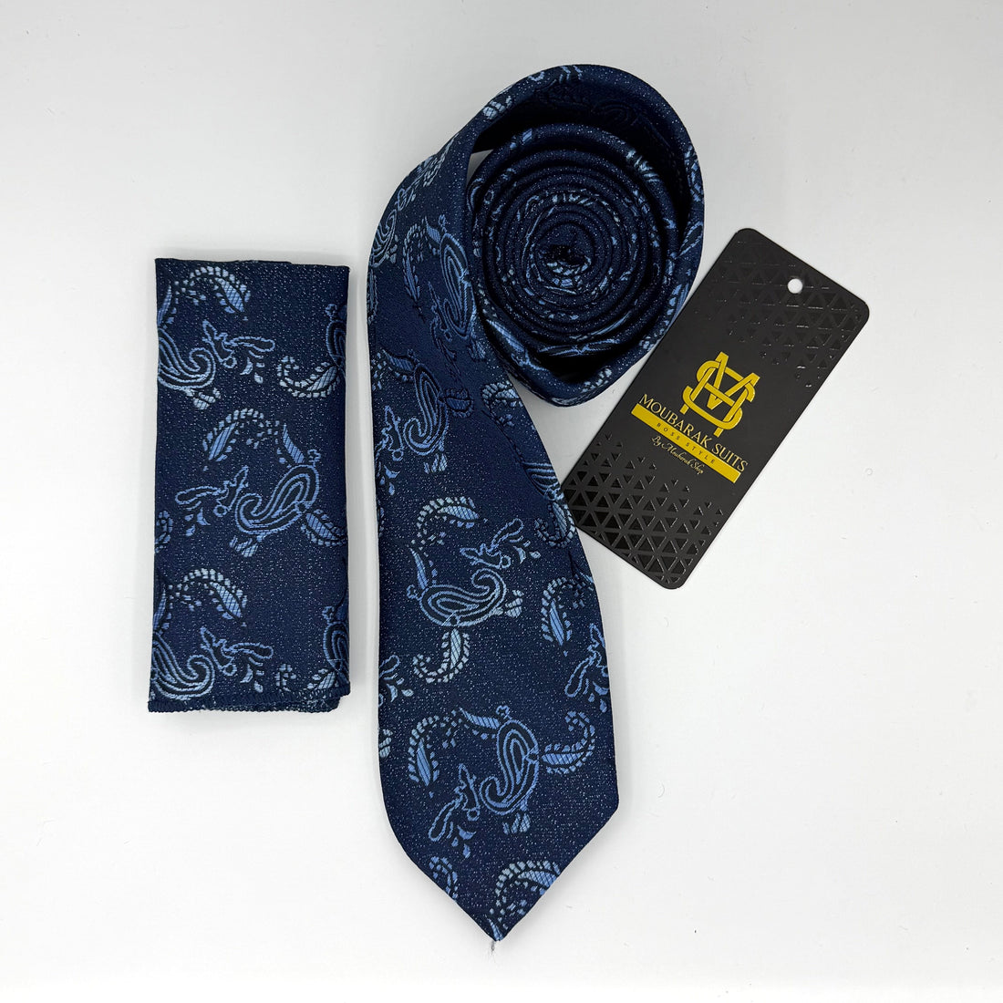 Cravate Pochette CVP152 - Bleu Motif CRAVATE POCHETTE MOUBARAK SHOP