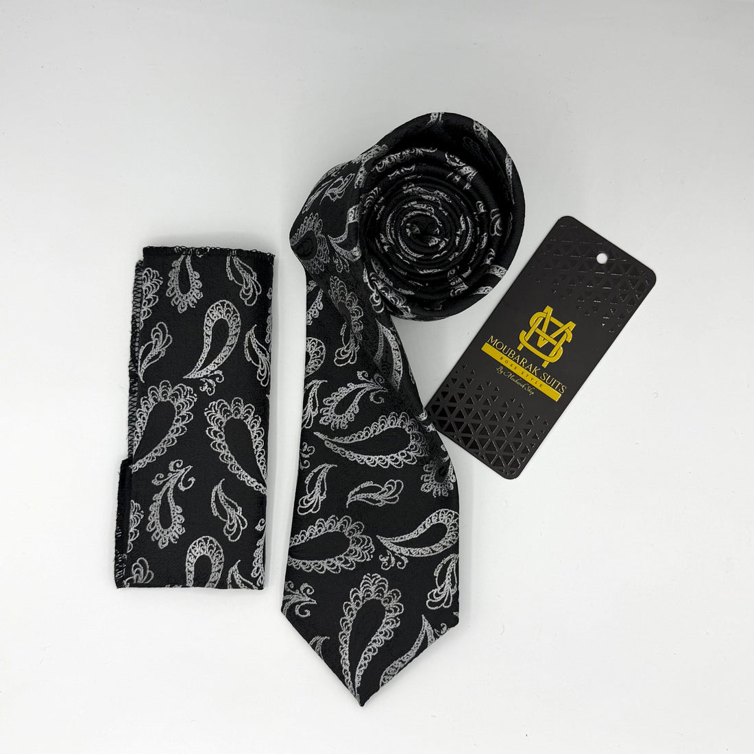 Cravate Pochette CVP153 - Noir Motif CRAVATE POCHETTE MOUBARAK SHOP