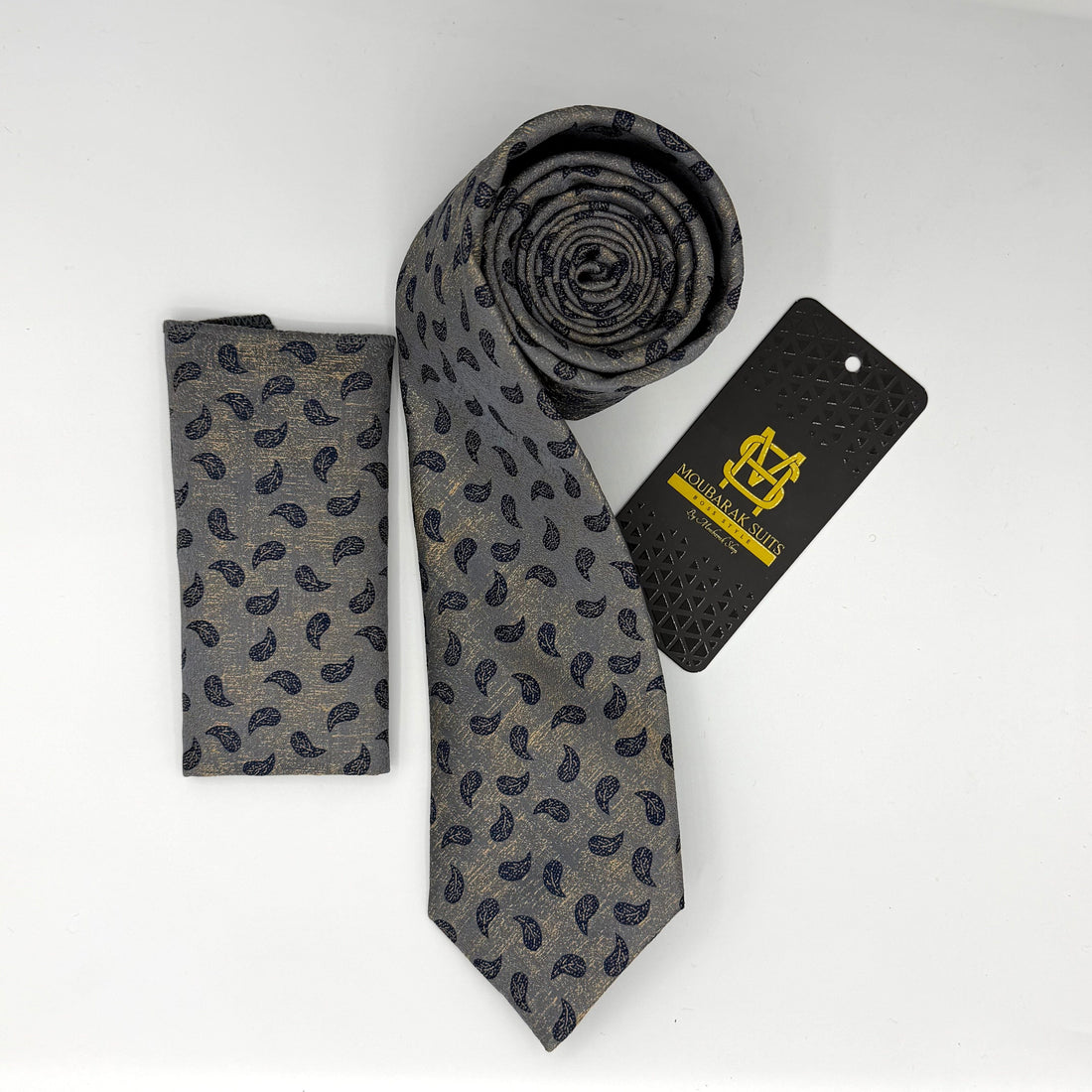 Cravate Pochette CVP157 - Gris Motif CRAVATE POCHETTE MOUBARAK SHOP