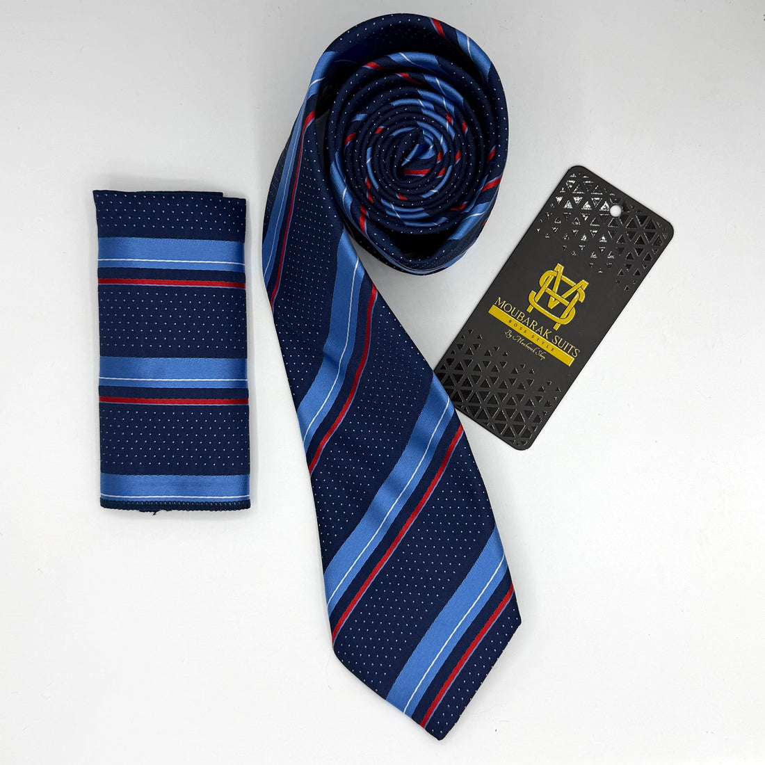 Cravate Pochette CVP161 - Bleu Motif CRAVATE POCHETTE MOUBARAK SHOP