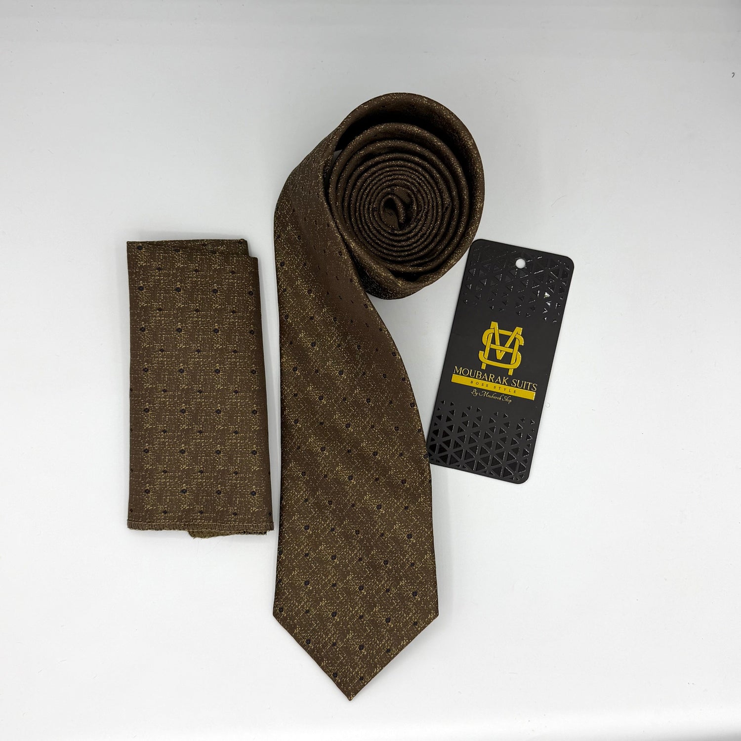 Cravate Pochette CVP166 - Marron Motif CRAVATE POCHETTE MOUBARAK SHOP