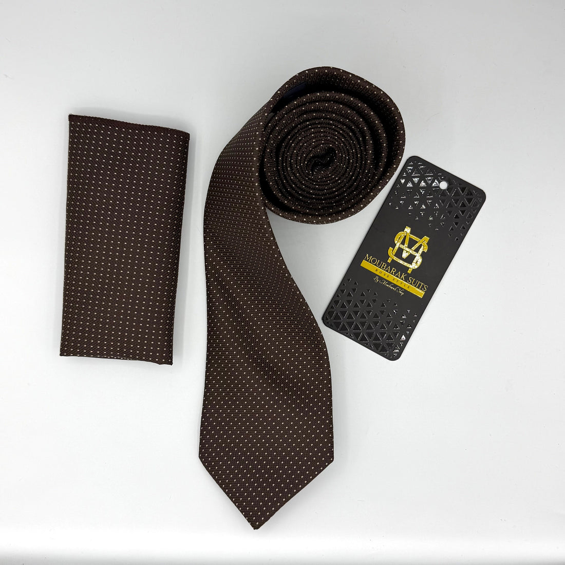 Cravate Pochette CVP169 - Marron Motif CRAVATE POCHETTE MOUBARAK SHOP