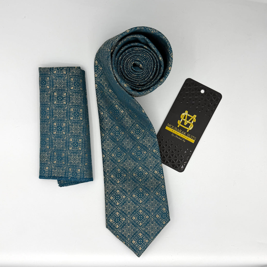 Cravate Pochette CVP173 - Bleu Motif CRAVATE POCHETTE MOUBARAK SHOP