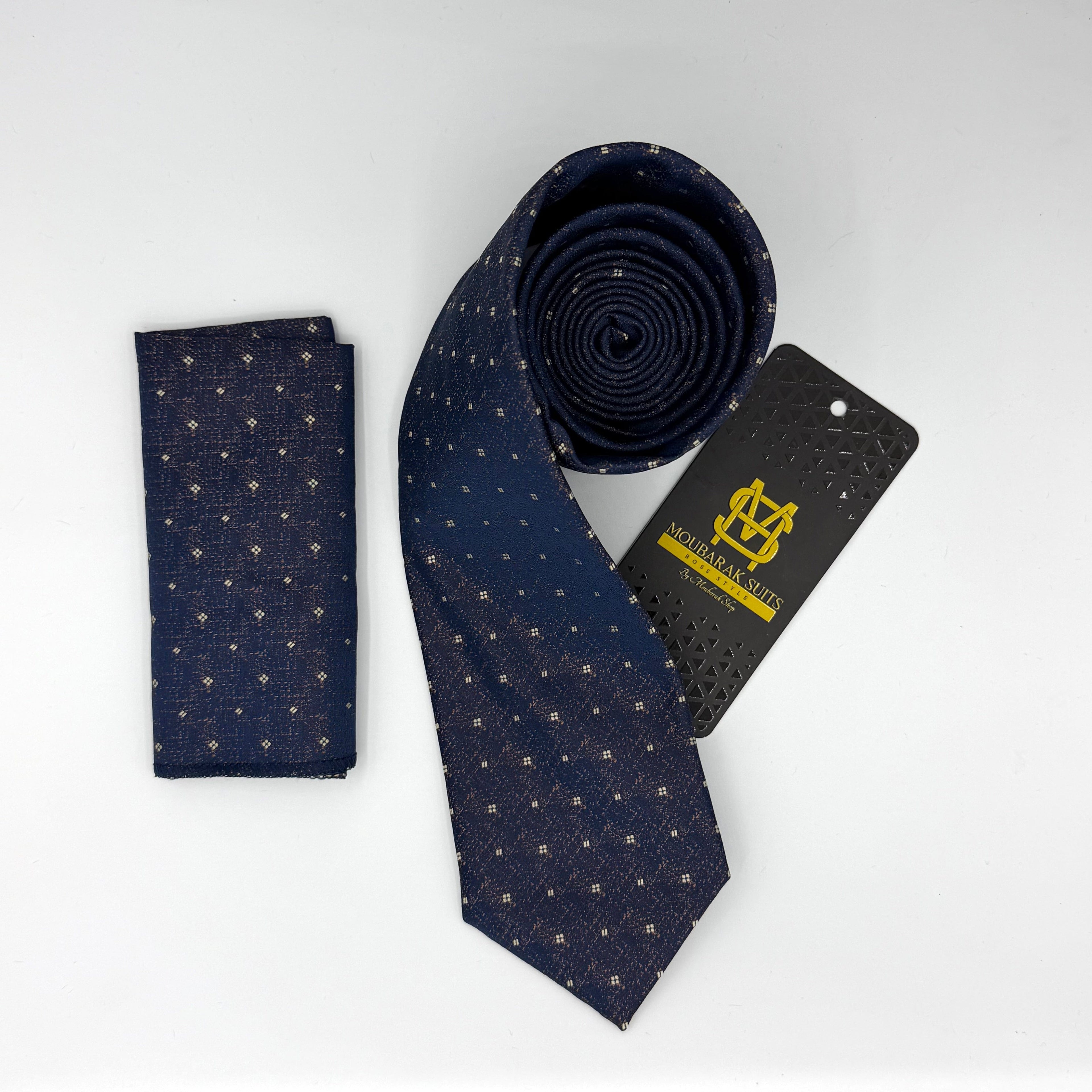 Cravate Pochette CVP175 - Bleu Motif CRAVATE POCHETTE MOUBARAK SHOP