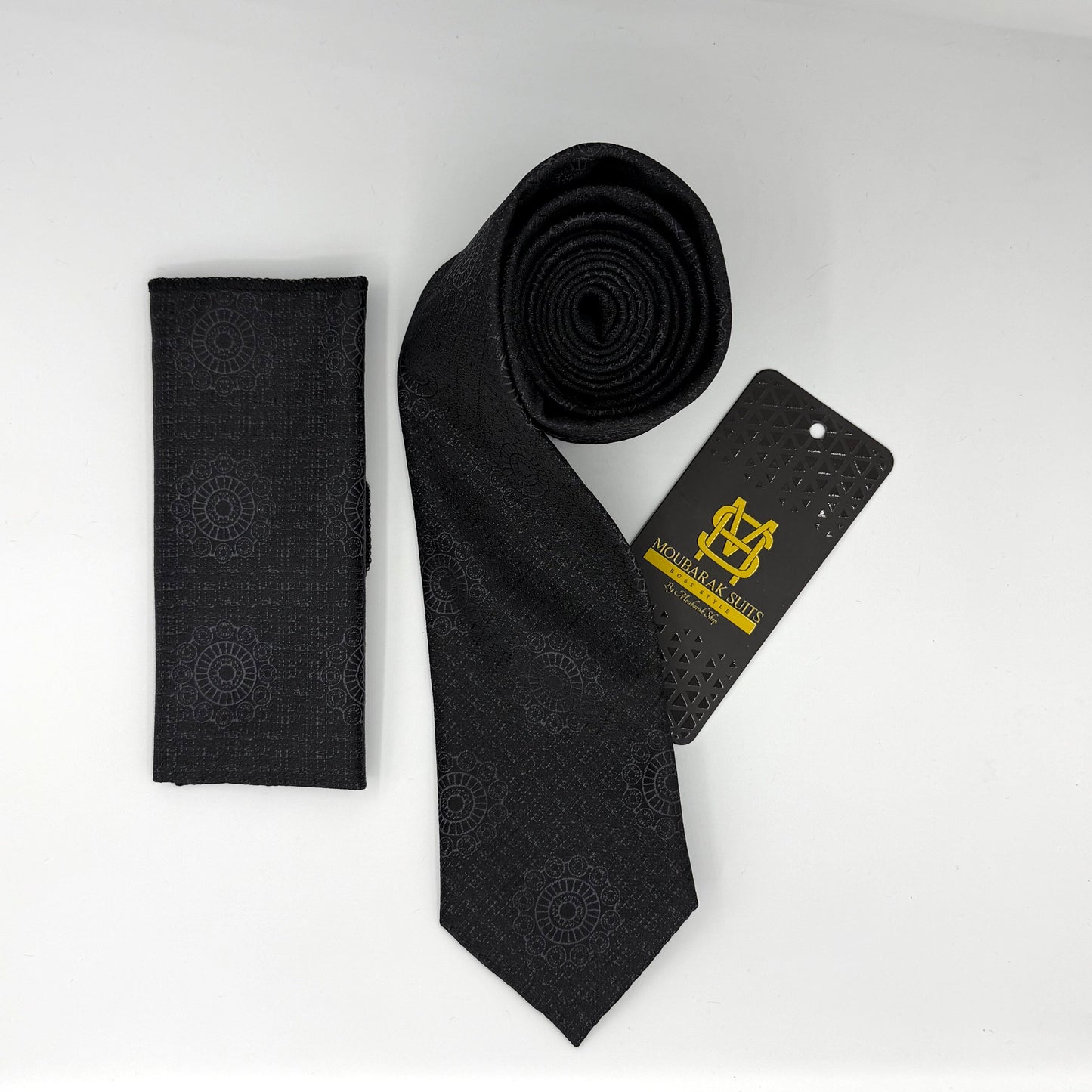 Cravate Pochette CVP176 - Noir Motif CRAVATE POCHETTE MOUBARAK SHOP