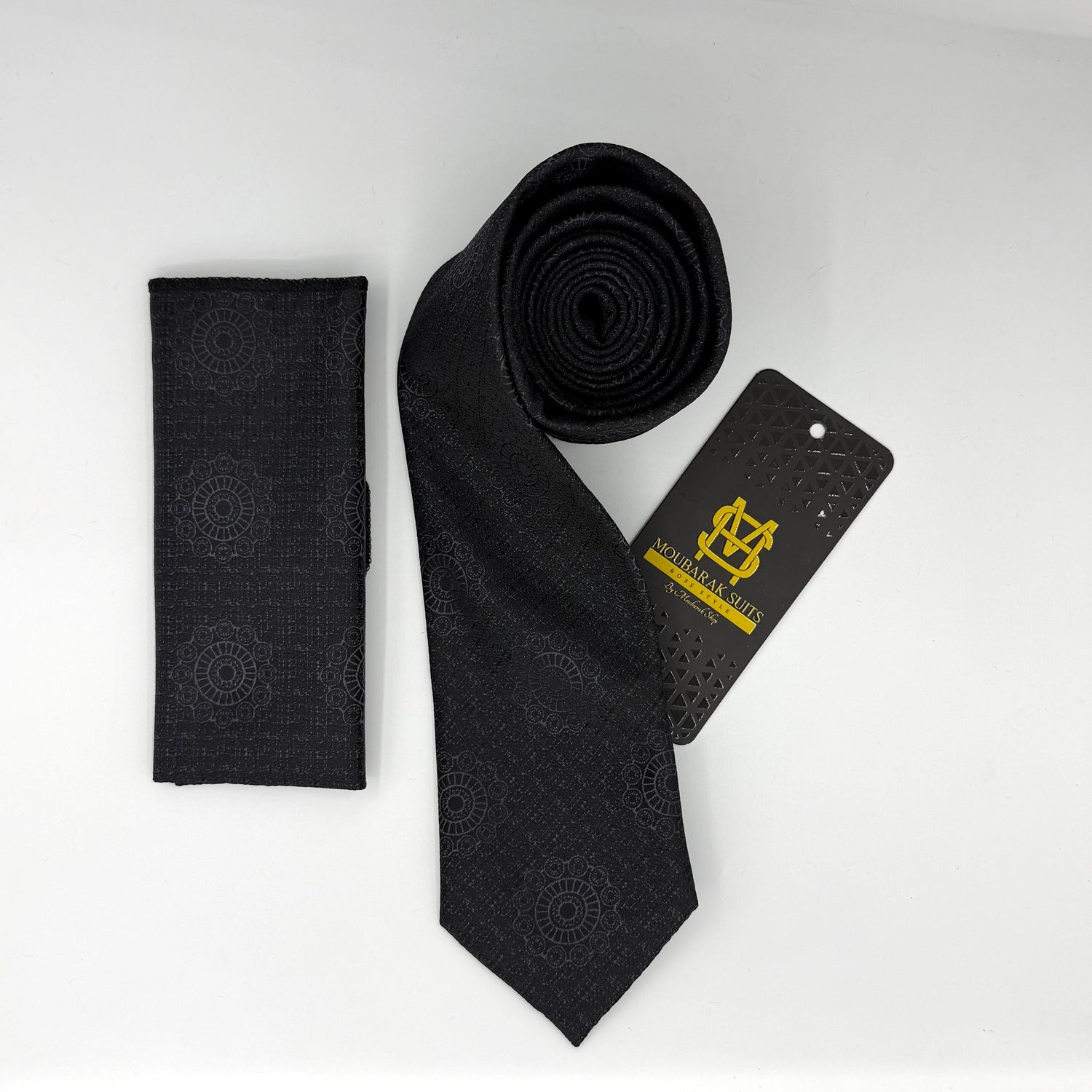 Cravate Pochette CVP176 - Noir Motif CRAVATE POCHETTE MOUBARAK SHOP