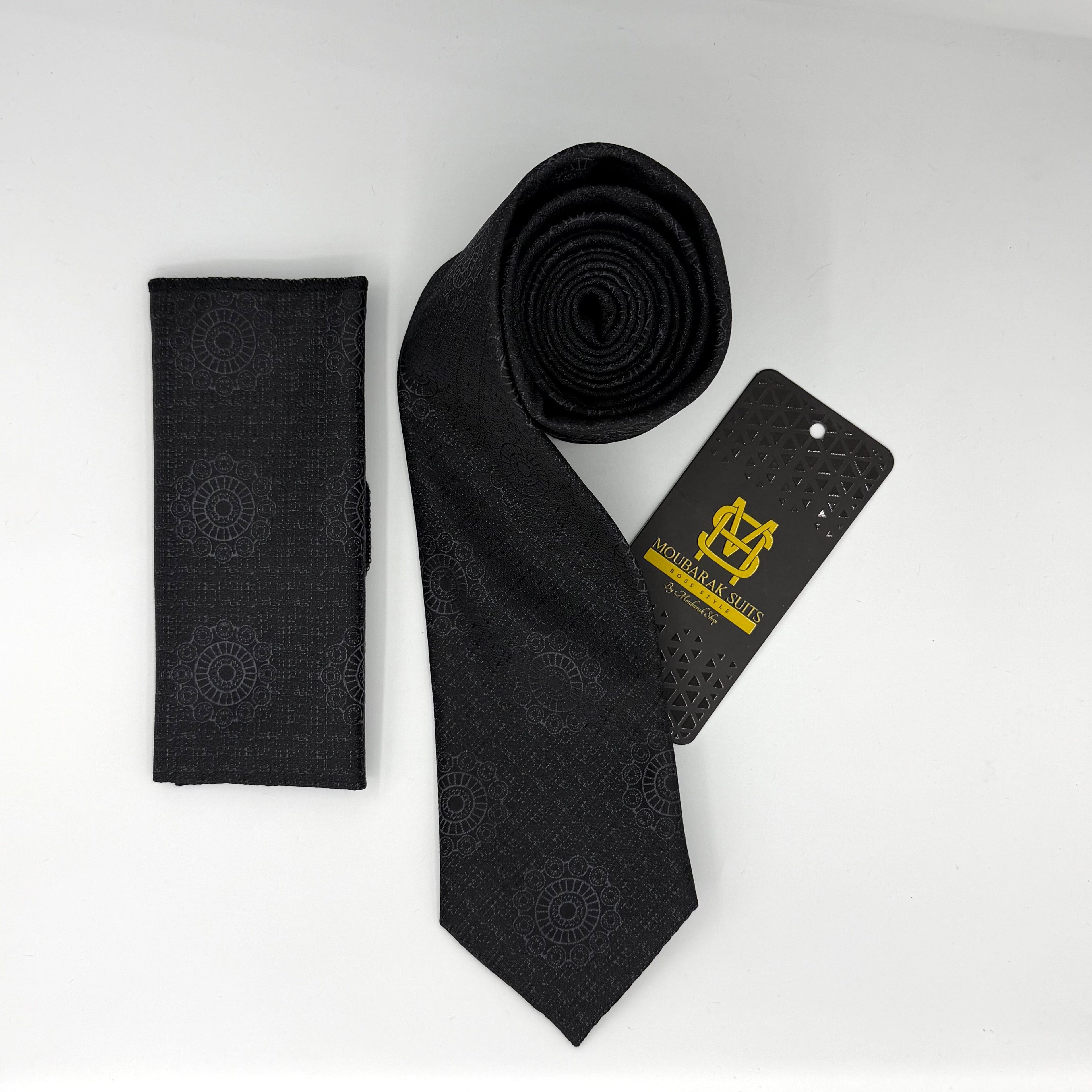 Cravate Pochette CVP176 - Noir Motif CRAVATE POCHETTE MOUBARAK SHOP