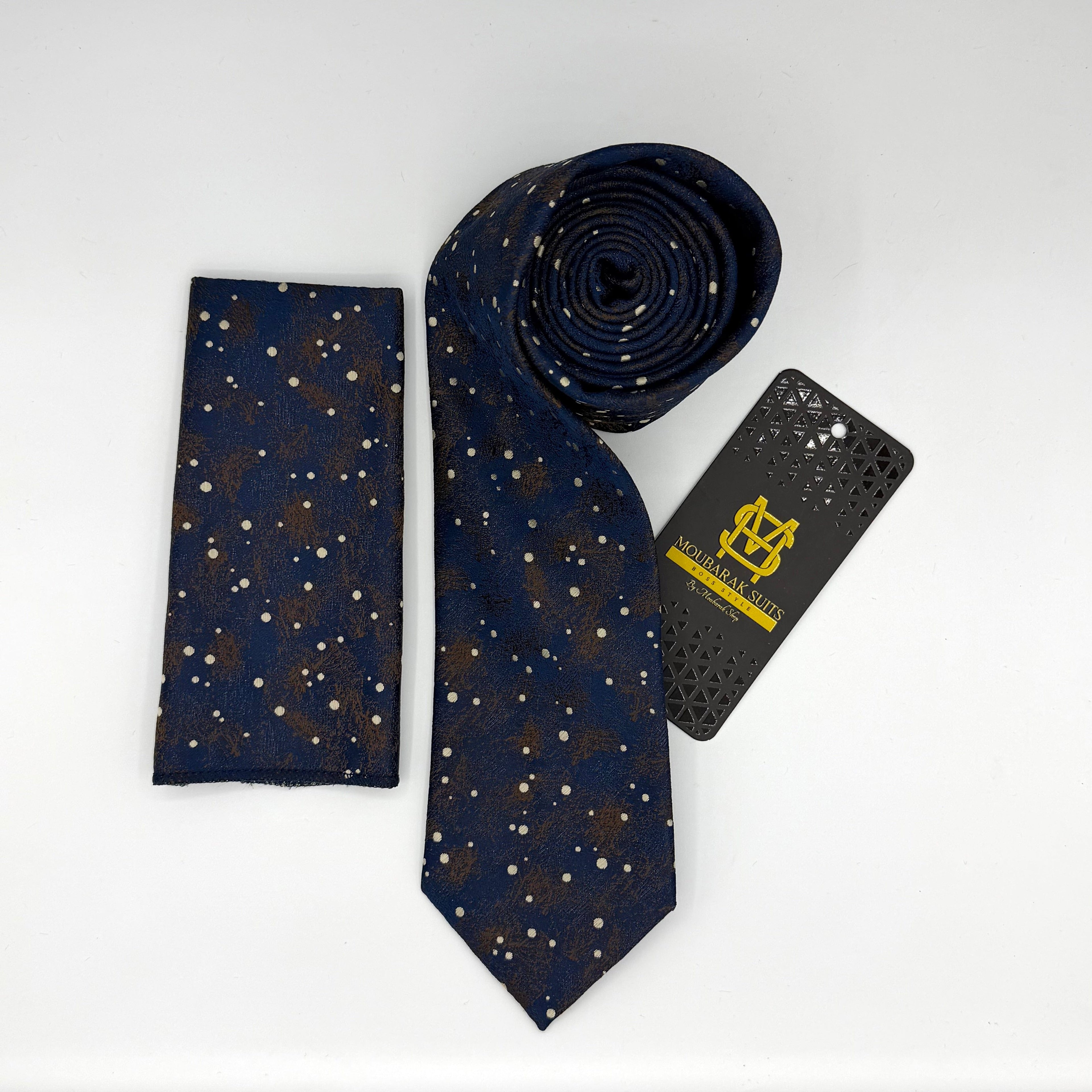 Cravate Pochette CVP178 - Bleu Motif CRAVATE POCHETTE MOUBARAK SHOP