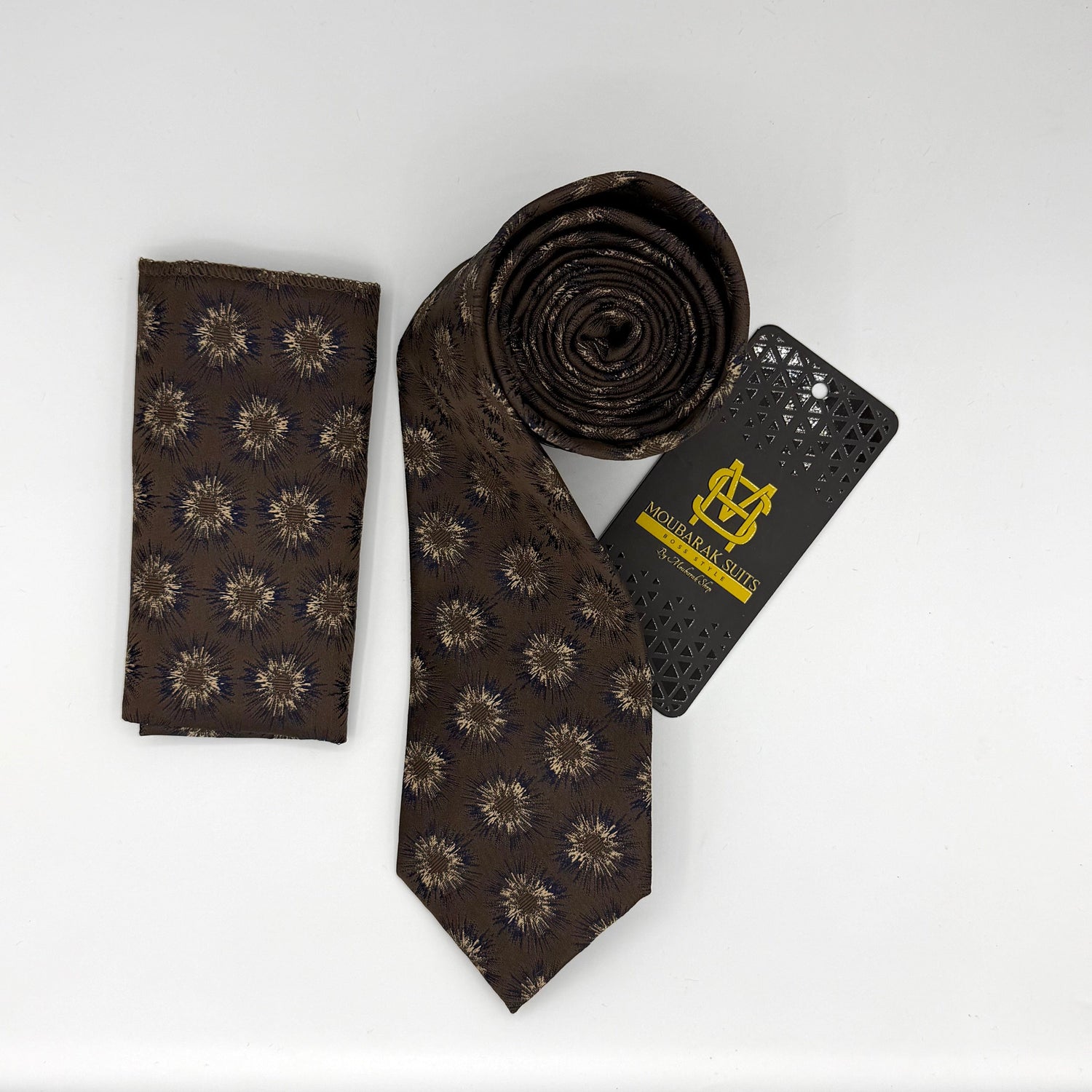 Cravate Pochette CVP179 - Marron Motif CRAVATE POCHETTE MOUBARAK SHOP