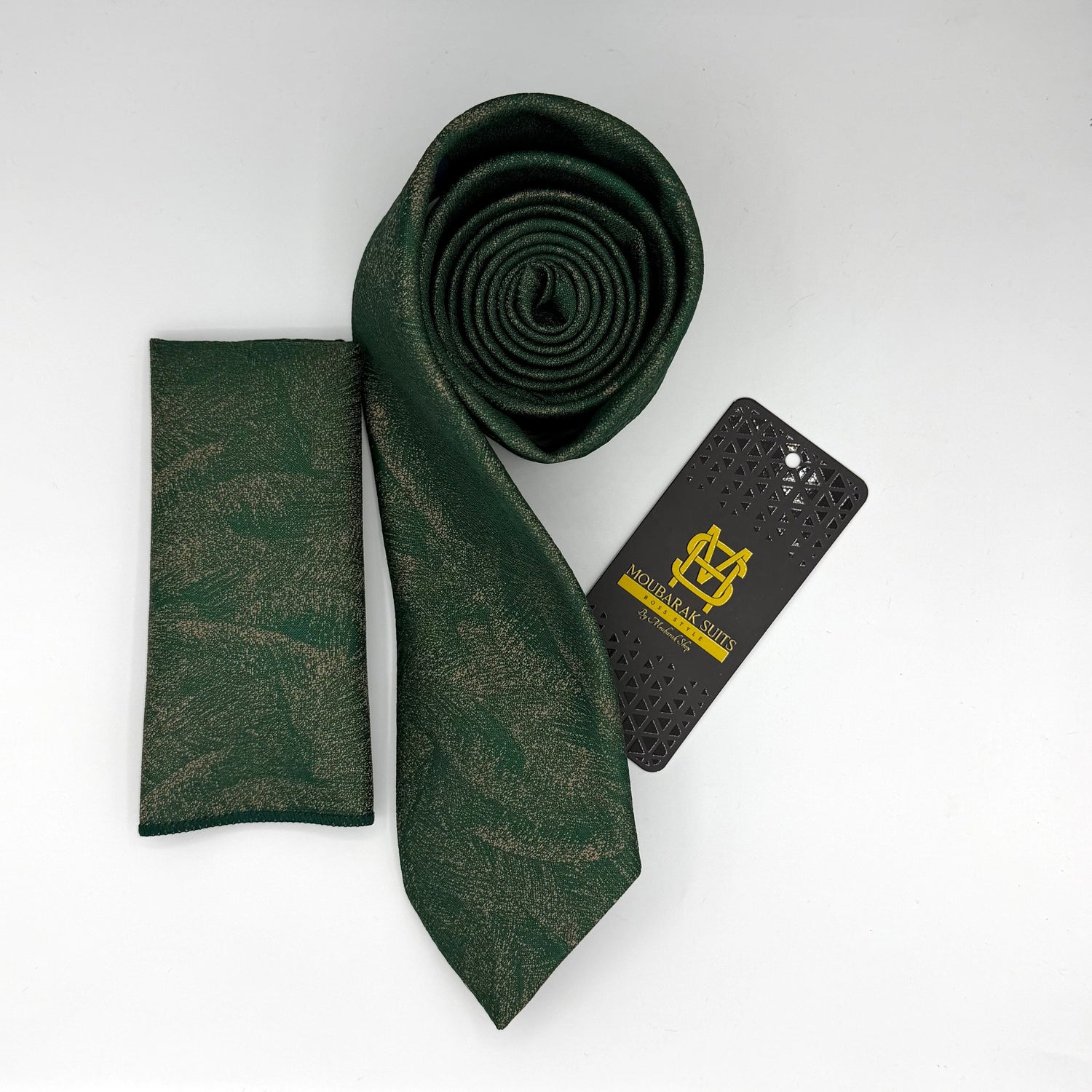 Cravate Pochette CVP180 - Vert Motif CRAVATE POCHETTE MOUBARAK SHOP