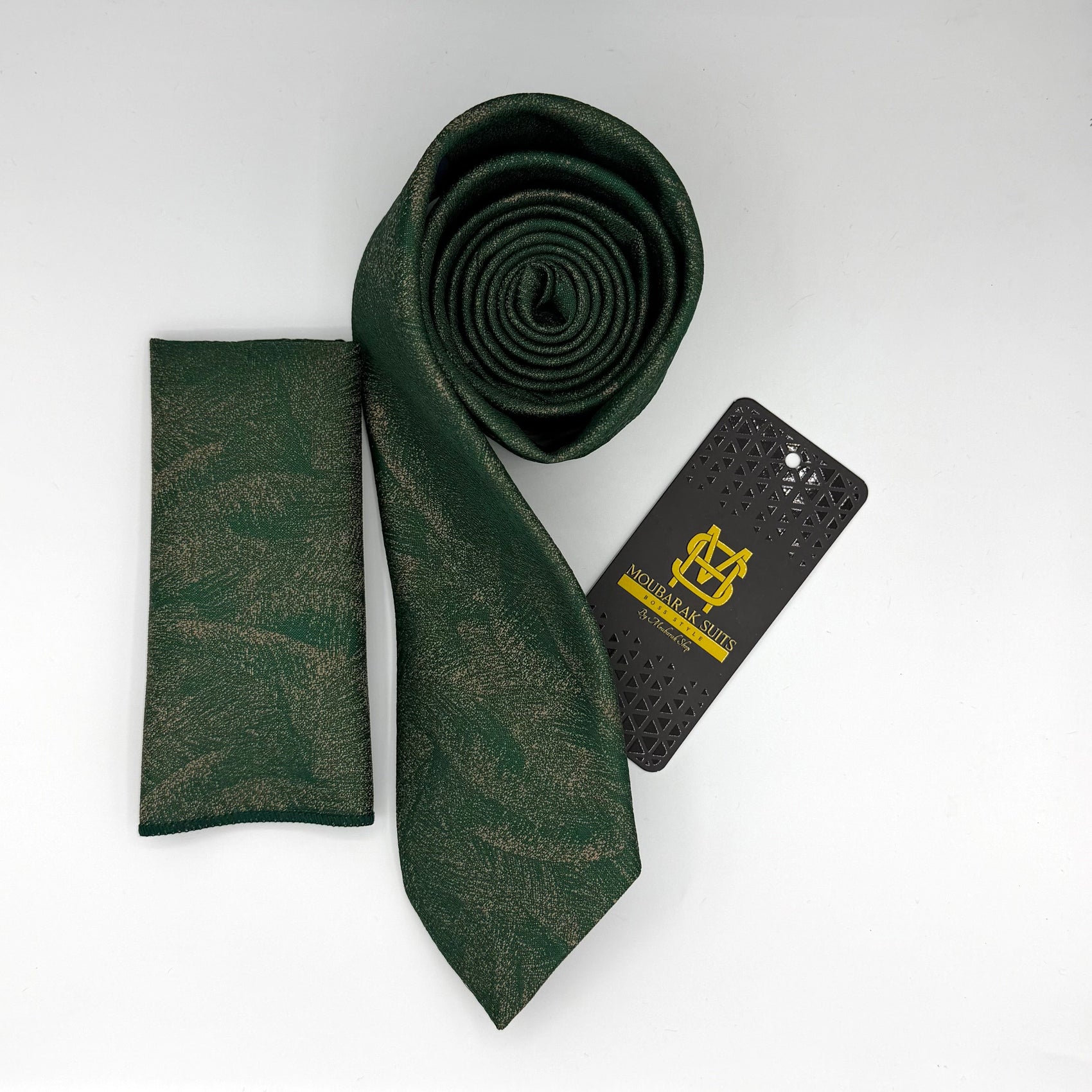 Cravate Pochette CVP180 - Vert Motif CRAVATE POCHETTE MOUBARAK SHOP