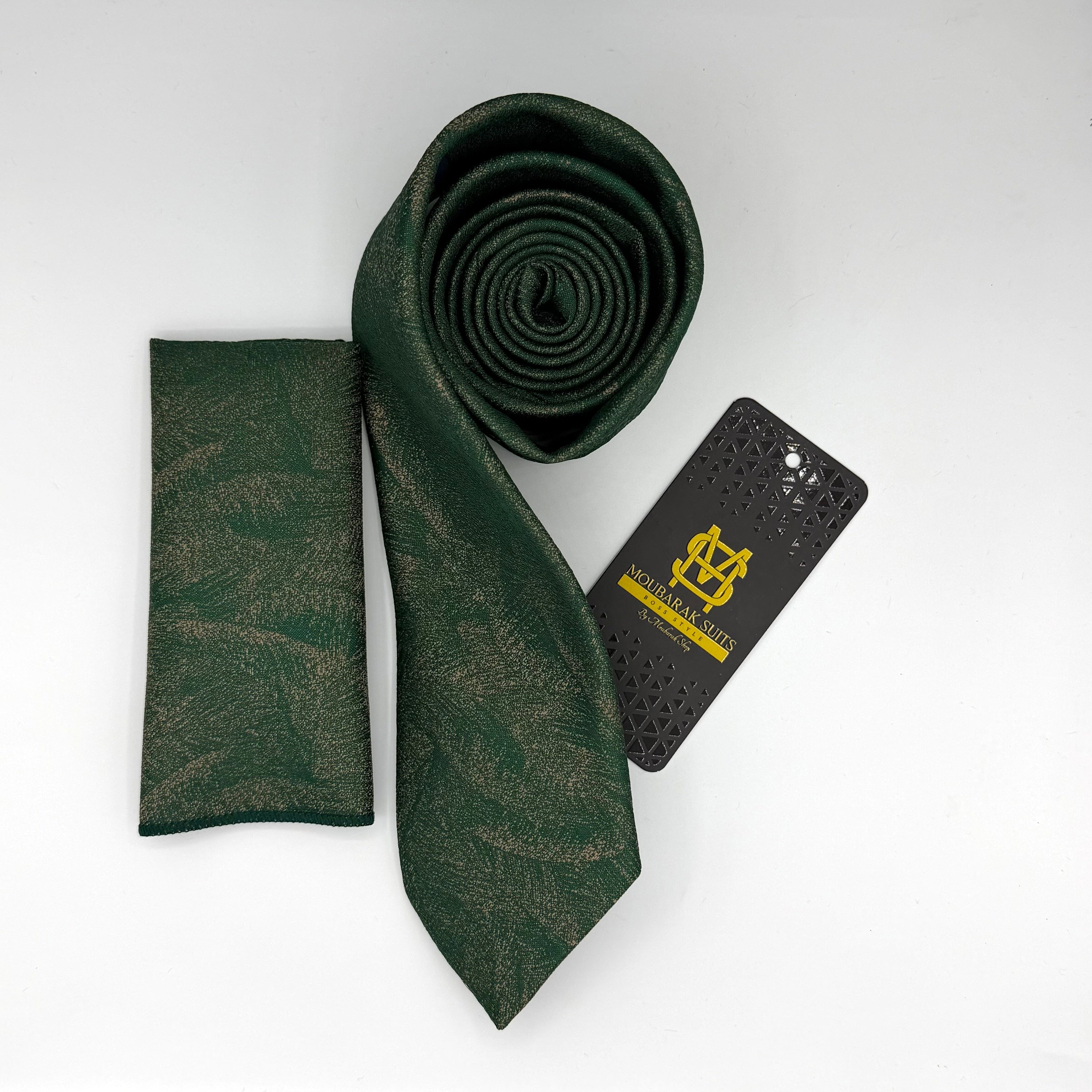 Cravate Pochette CVP180 - Vert Motif CRAVATE POCHETTE MOUBARAK SHOP
