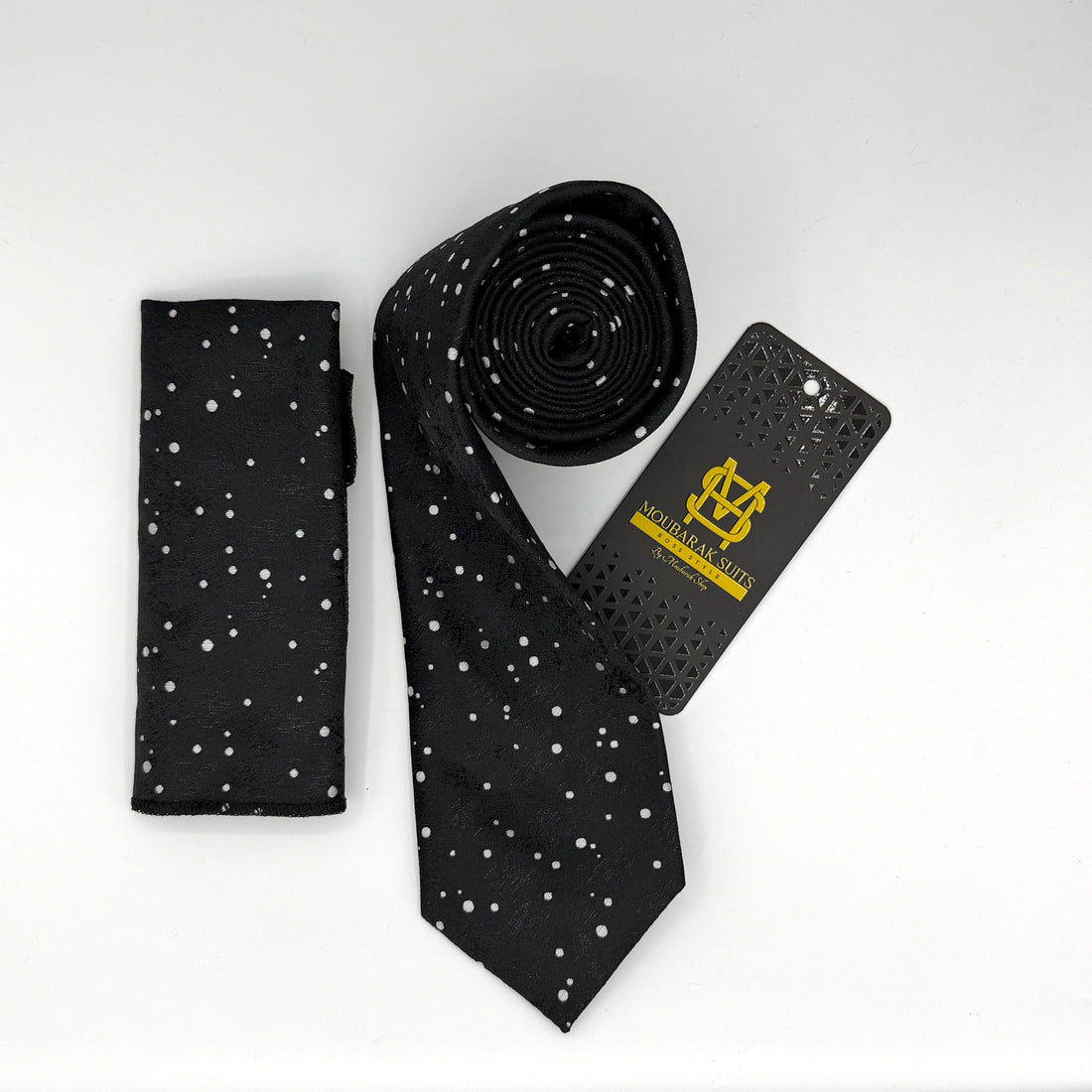 Cravate Pochette CVP181 - Noir Motif CRAVATE POCHETTE MOUBARAK SHOP