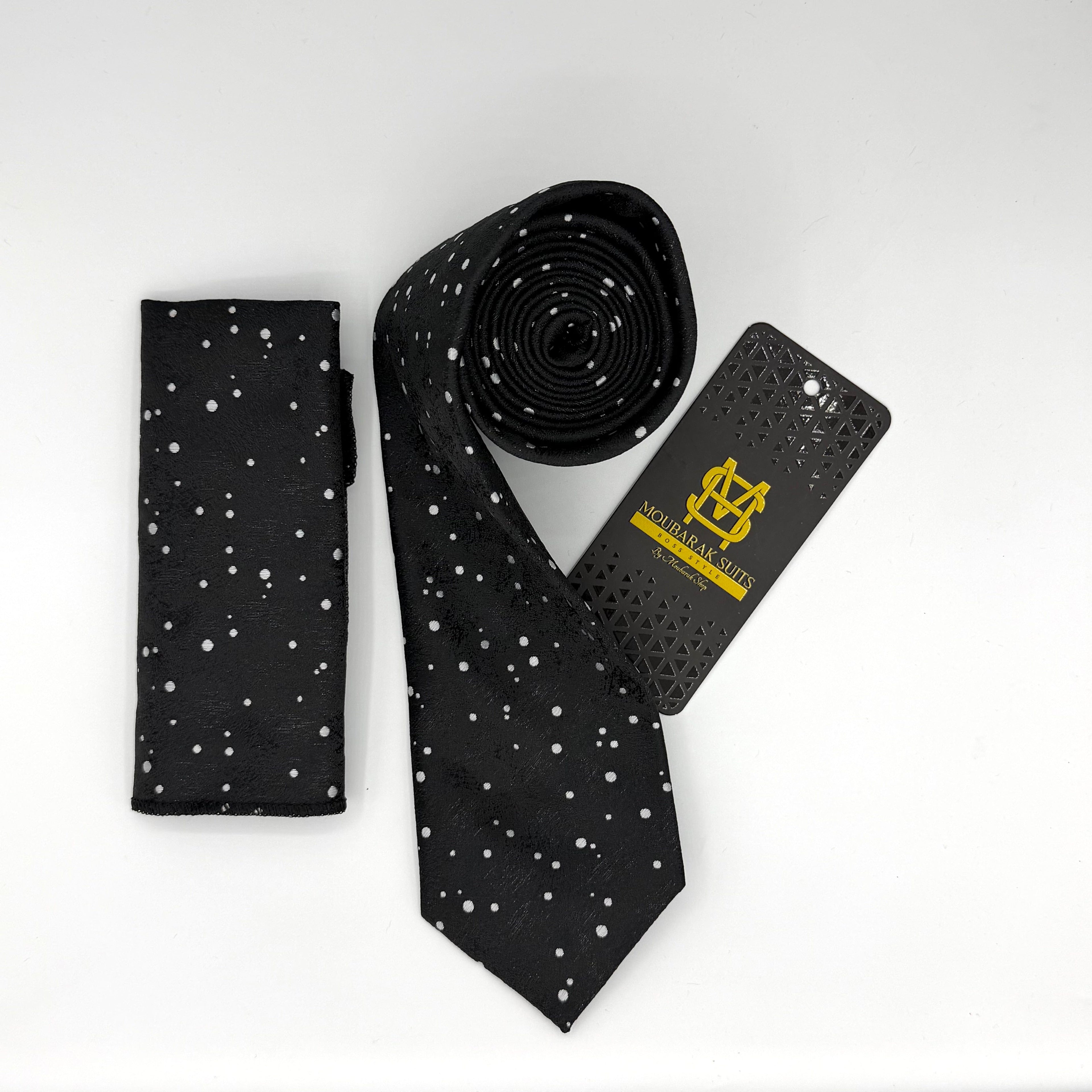 Cravate Pochette CVP181 - Noir Motif CRAVATE POCHETTE MOUBARAK SHOP
