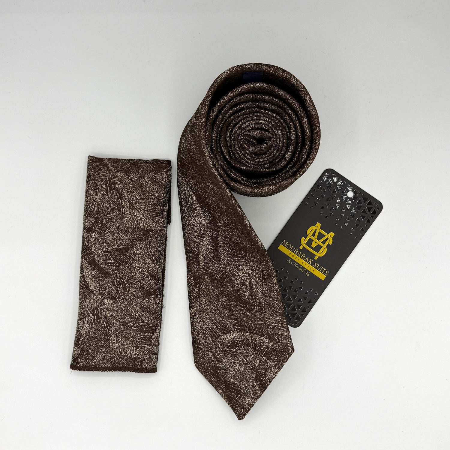 Cravate Pochette CVP183 - Marron Motif CRAVATE POCHETTE MOUBARAK SHOP