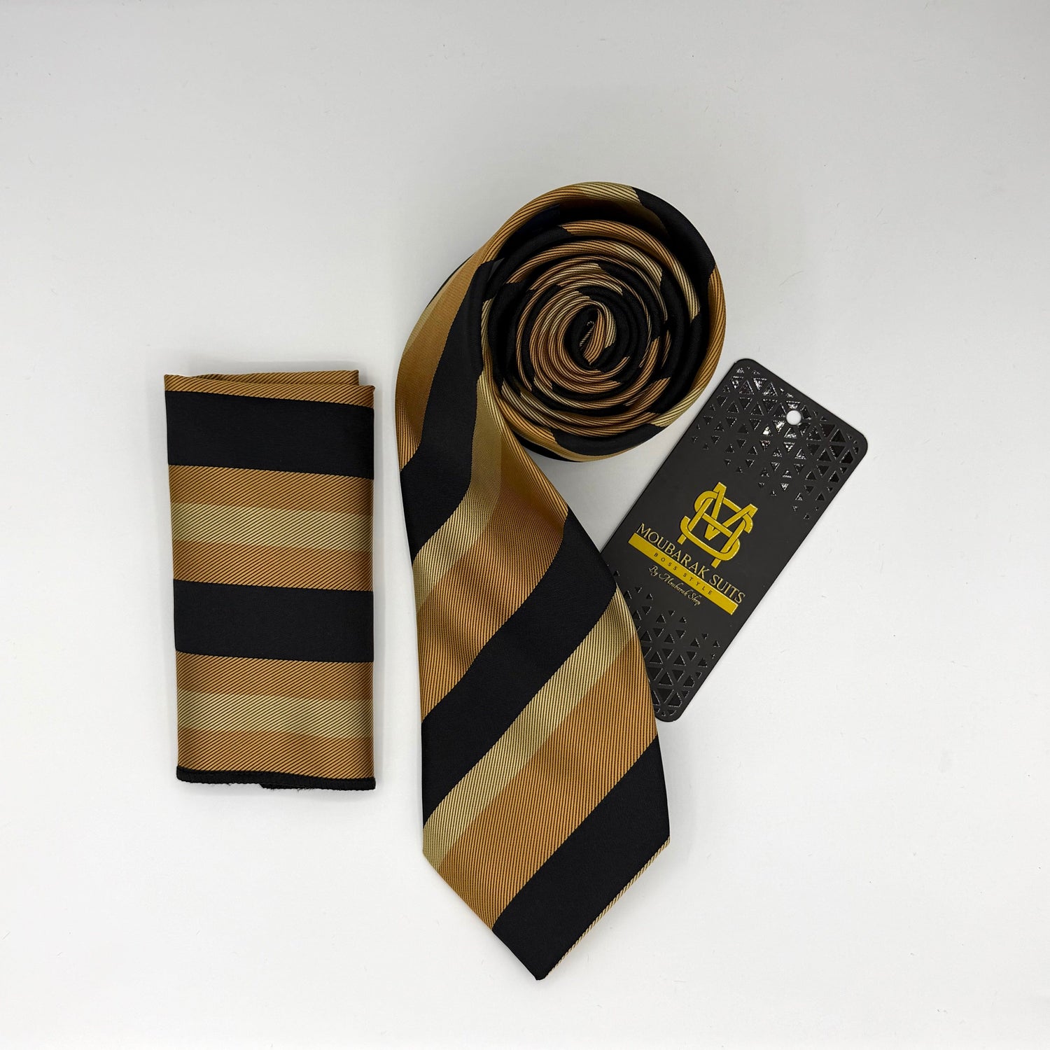 Cravate Pochette CVP184 - Jaune Motif CRAVATE POCHETTE MOUBARAK SHOP