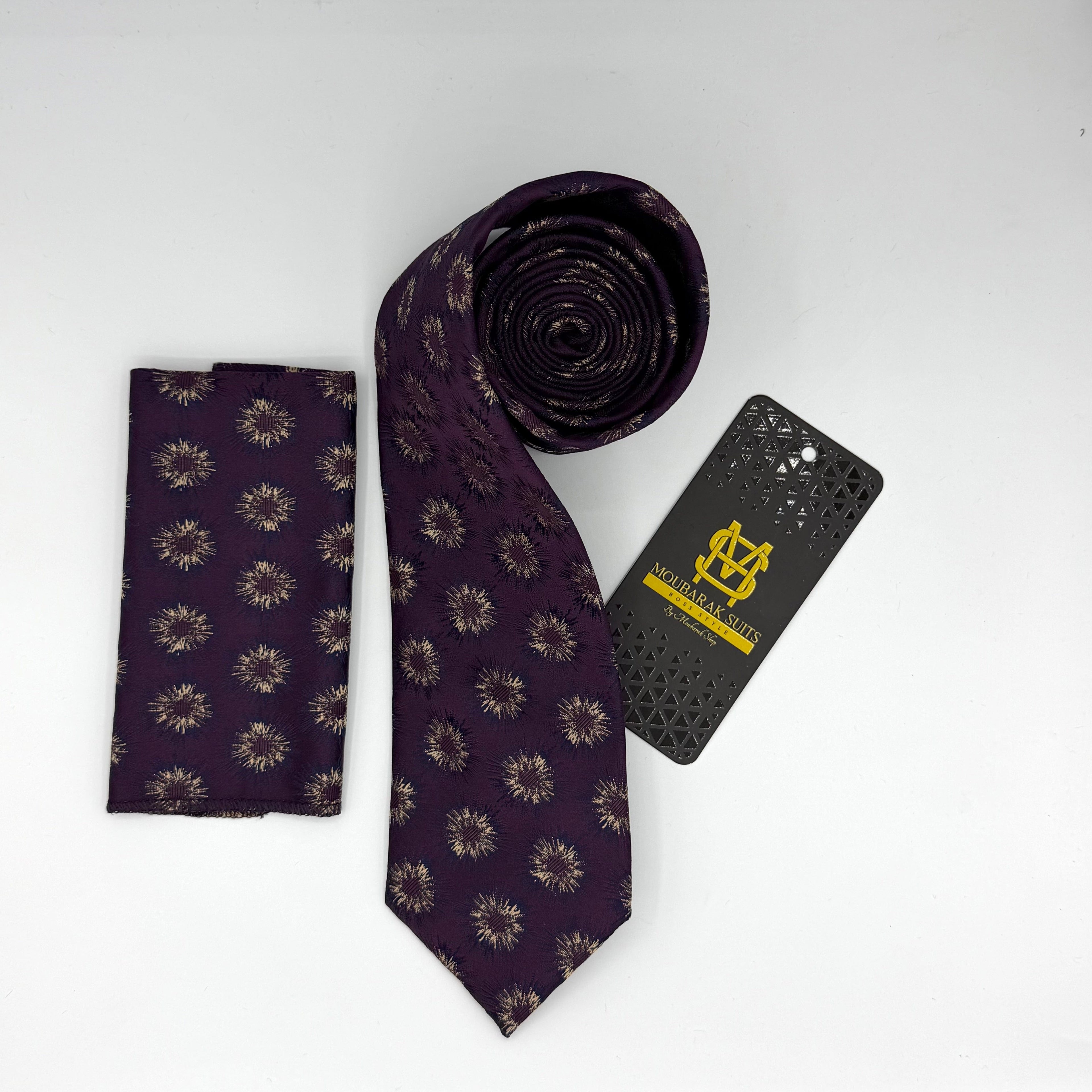 Cravate Pochette CVP185 - Violet Motif CRAVATE POCHETTE MOUBARAK SHOP