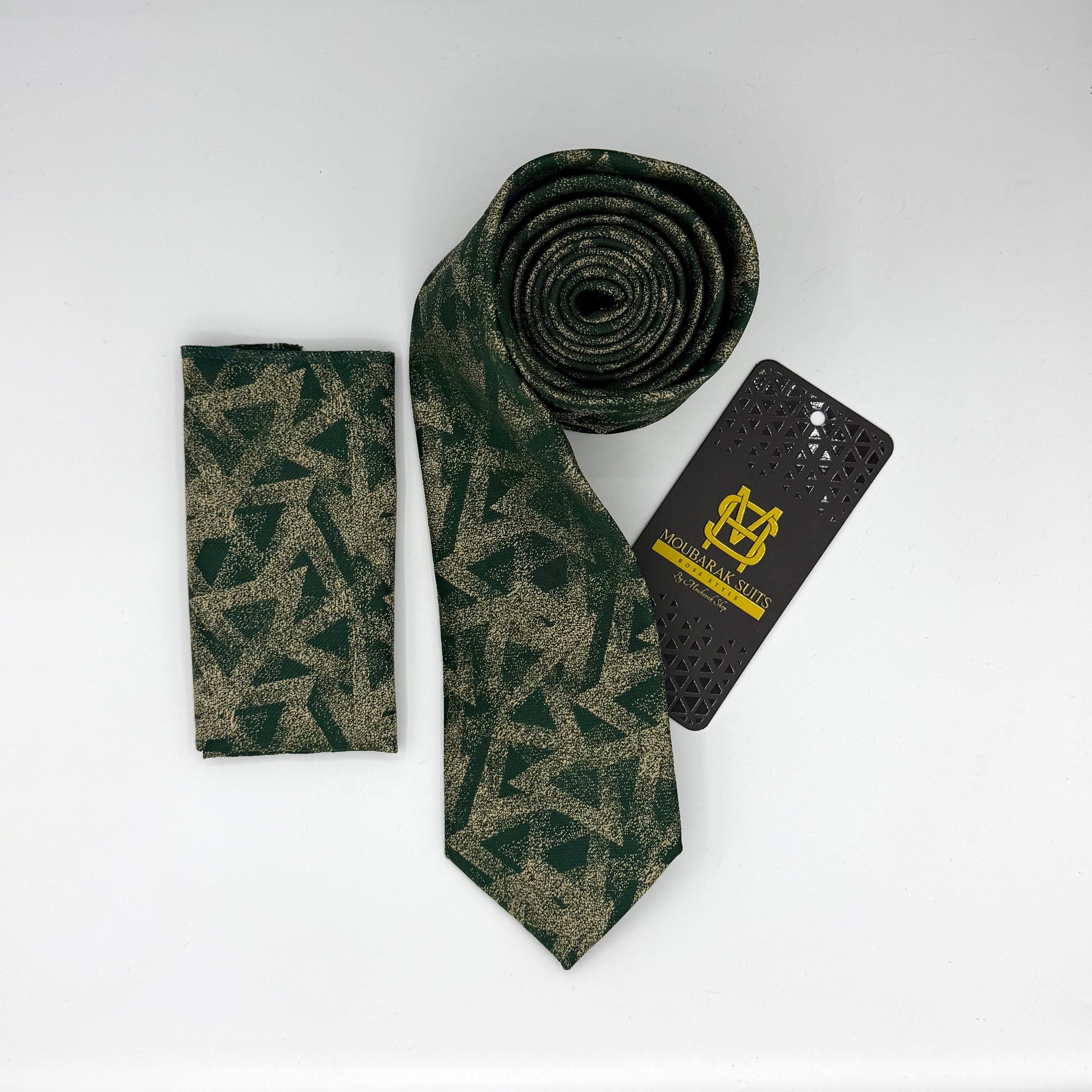 Cravate Pochette CVP192 - Vert Motif CRAVATE POCHETTE MOUBARAK SHOP
