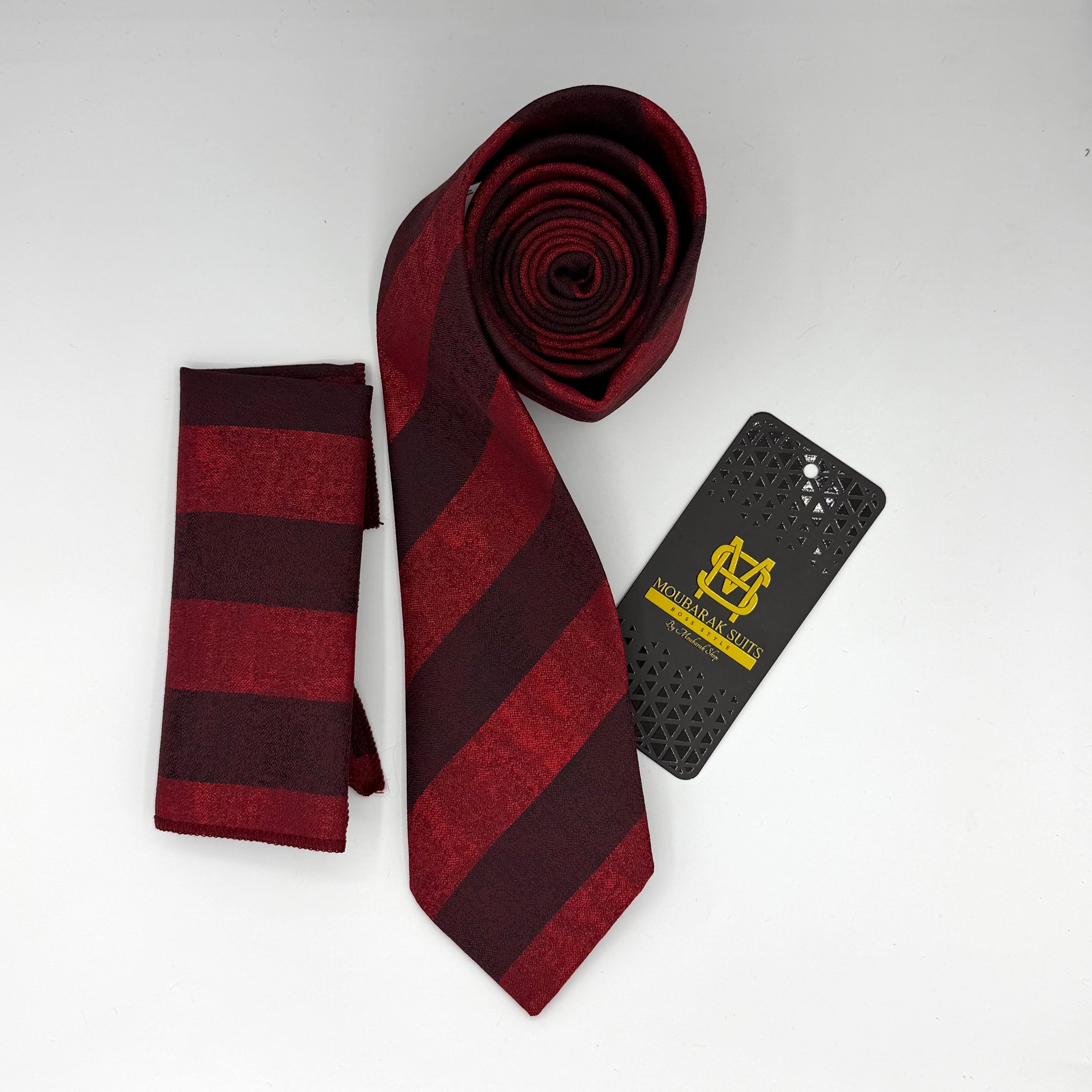 Cravate Pochette CVP193 - Rouge Motif CRAVATE POCHETTE MOUBARAK SHOP