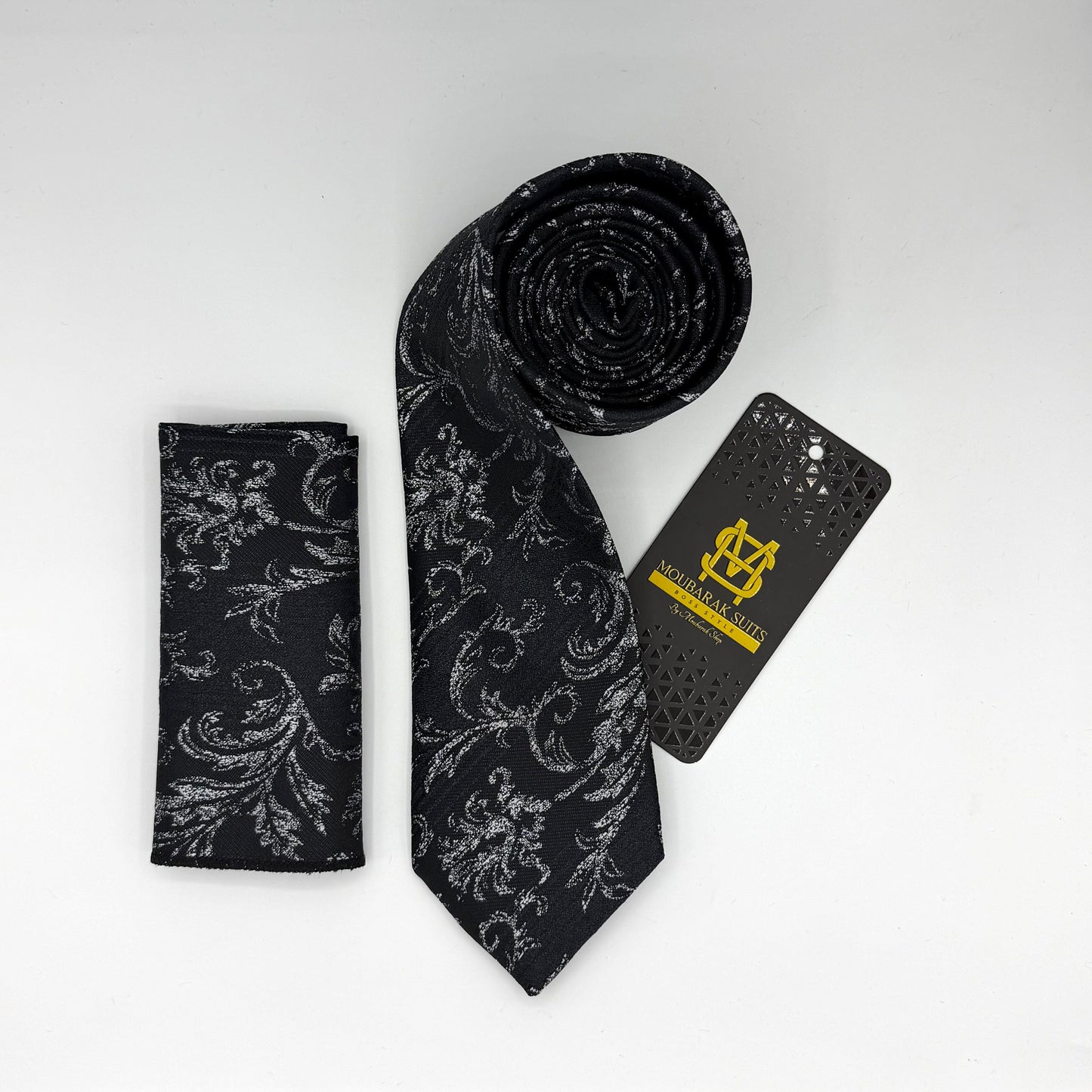 Cravate Pochette CVP194 - Noir Motif CRAVATE POCHETTE MOUBARAK SHOP