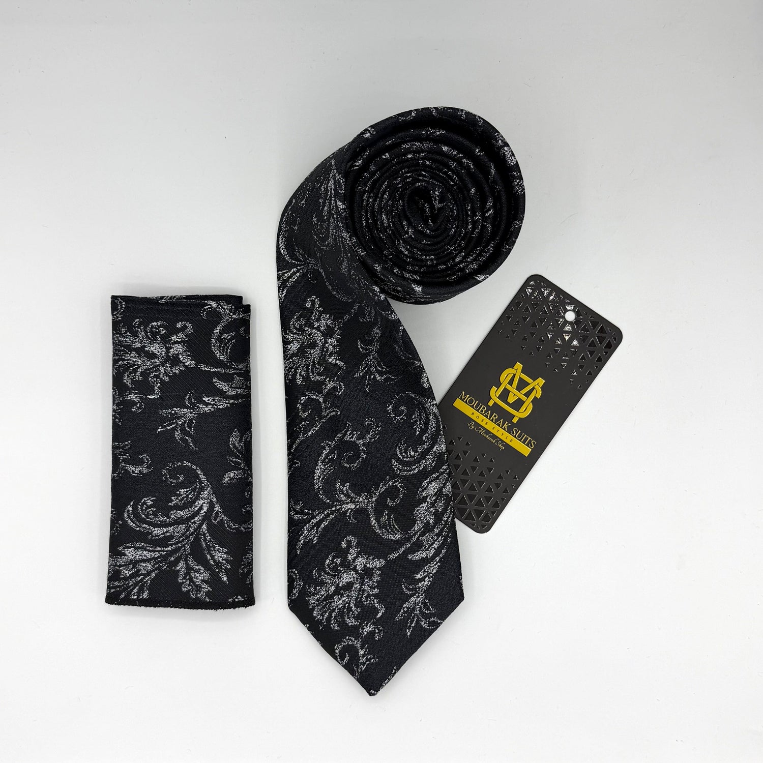 Cravate Pochette CVP194 - Noir Motif CRAVATE POCHETTE MOUBARAK SHOP