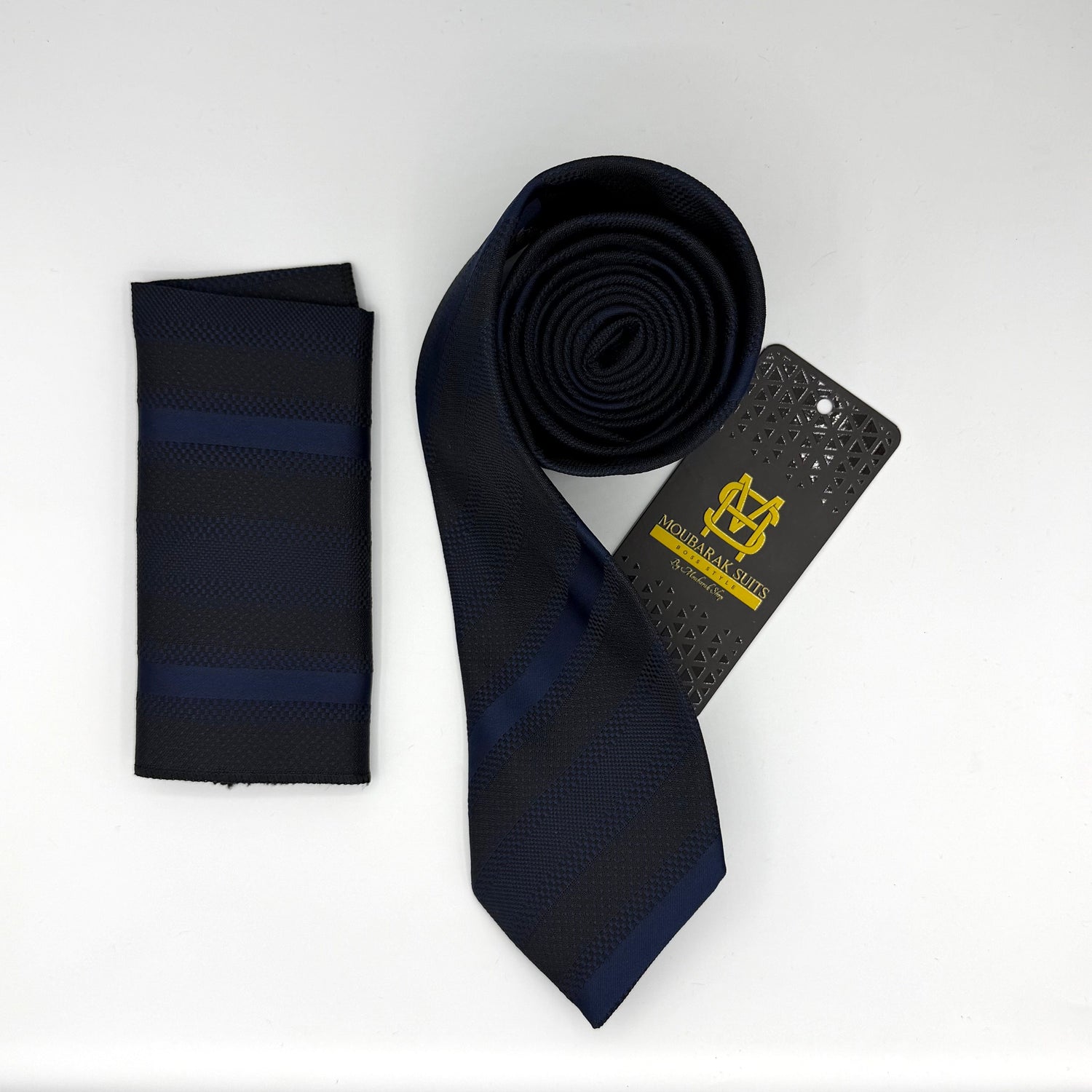 Cravate Pochette CVP195 - Noir Motif CRAVATE POCHETTE MOUBARAK SHOP