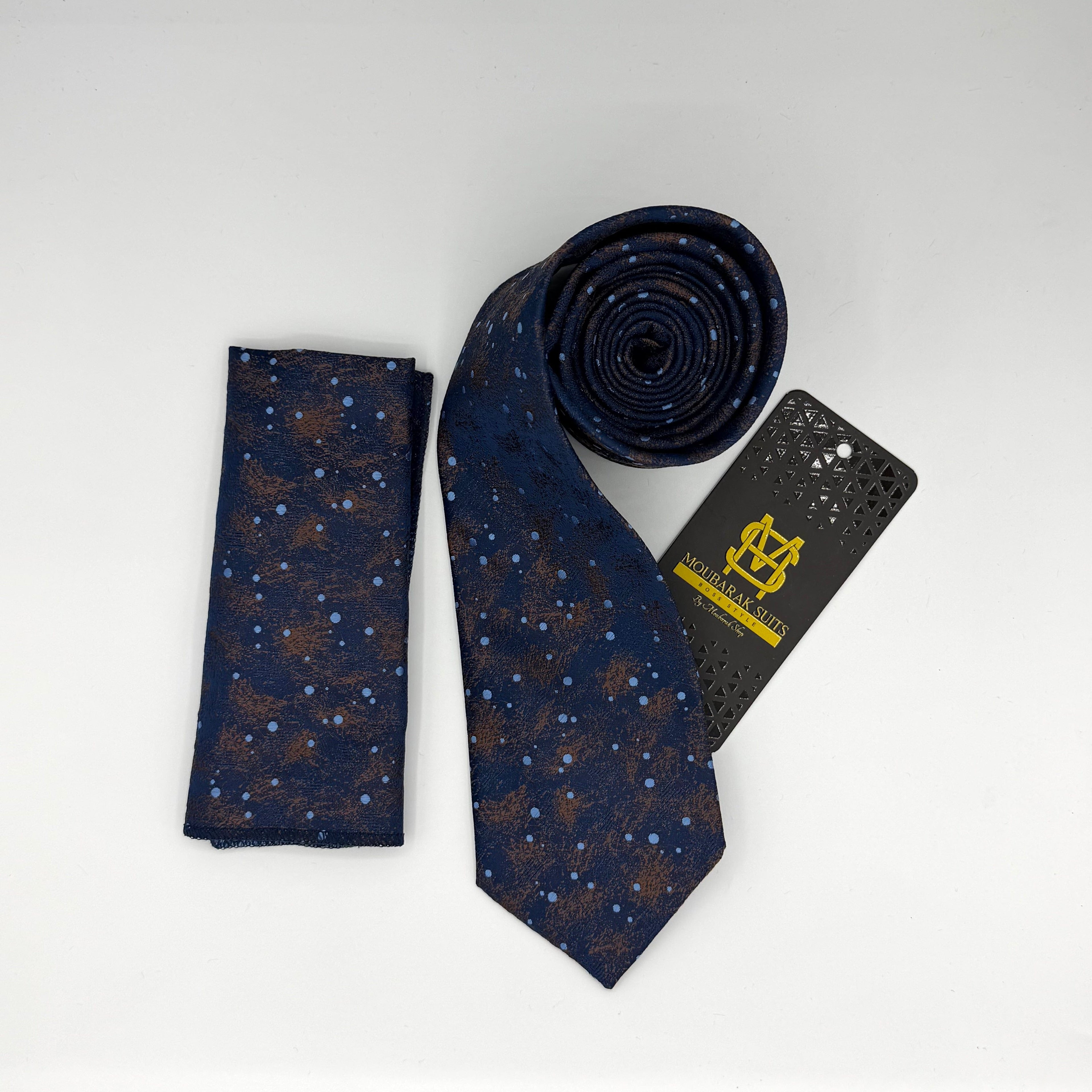 Cravate Pochette CVP196 - Bleu Motif CRAVATE POCHETTE MOUBARAK SHOP