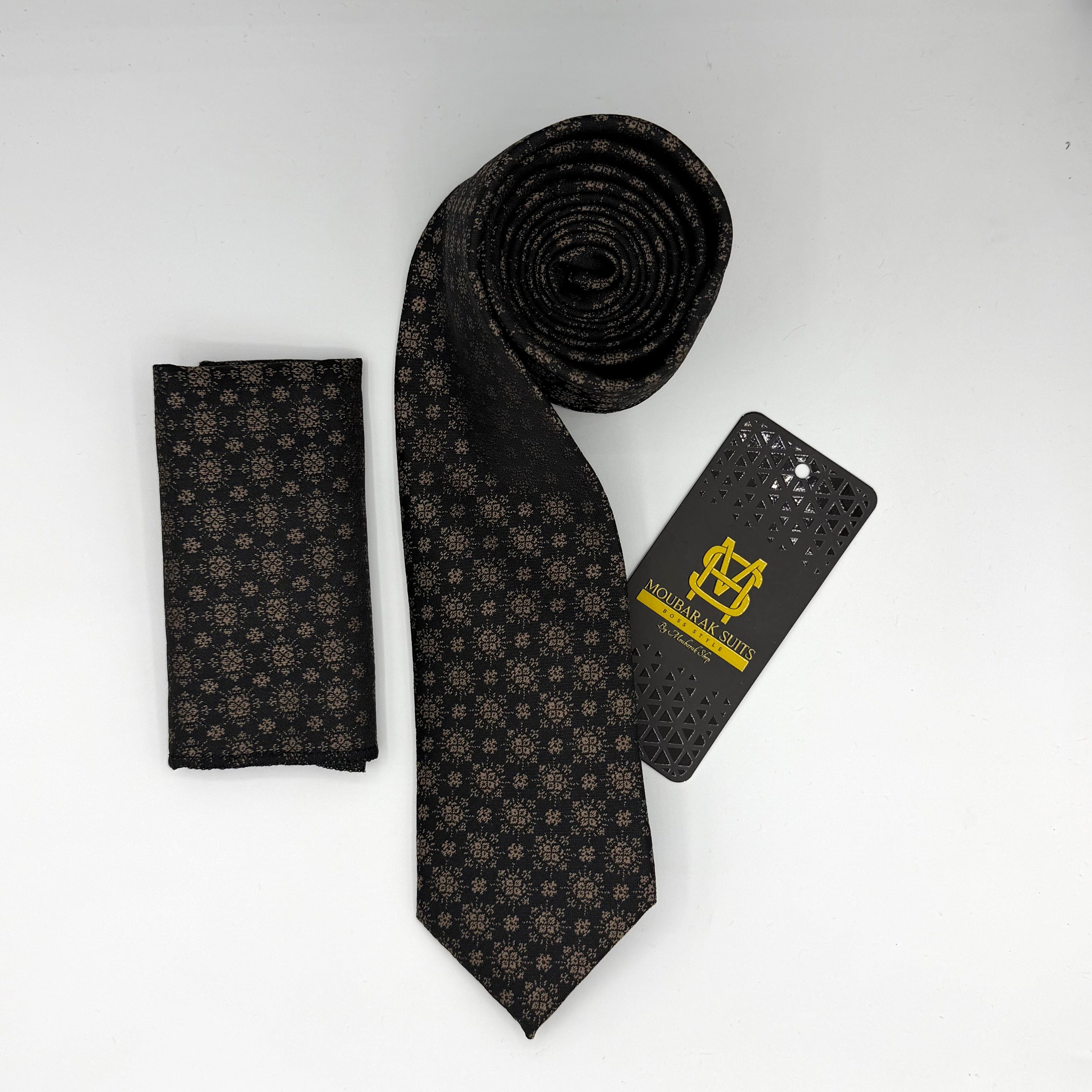 Cravate Pochette CVP200 - Noir Motif CRAVATE POCHETTE MOUBARAK SHOP