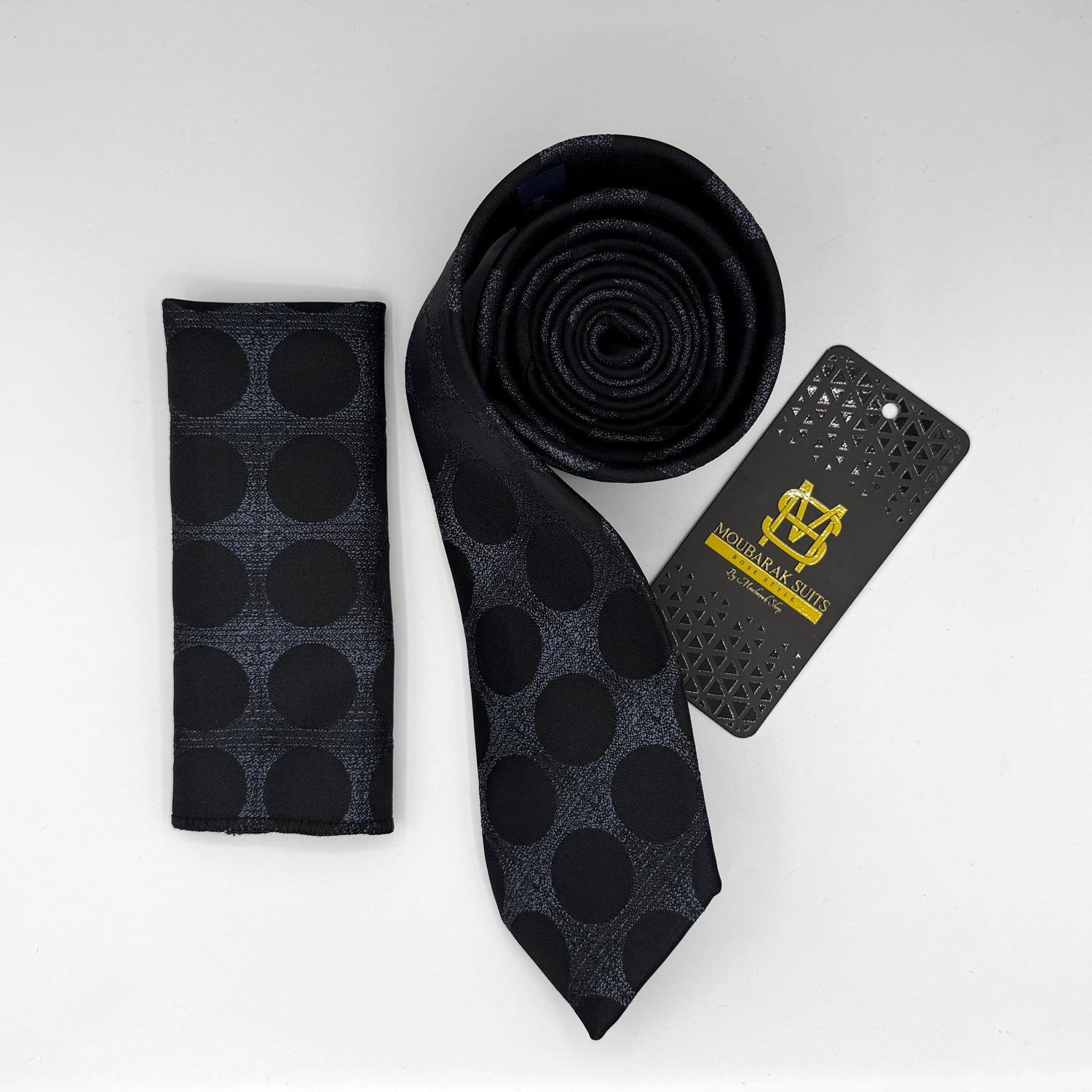 Cravate Pochette CVP202 - Noir Motif CRAVATE POCHETTE MOUBARAK SHOP